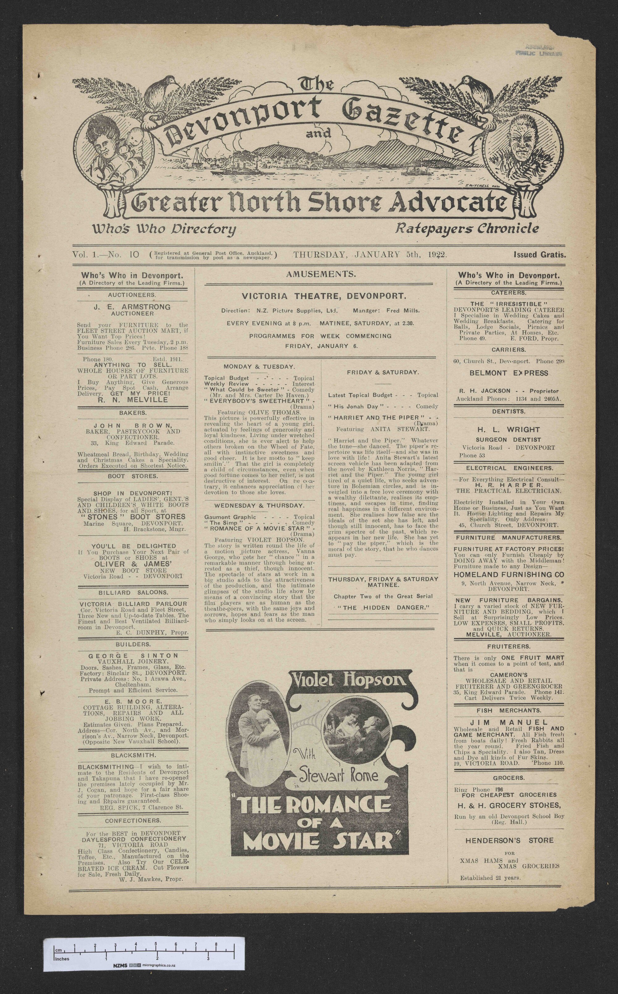 1922-01-05 Devonport Gazette &amp; Greater North Shore Advocate
