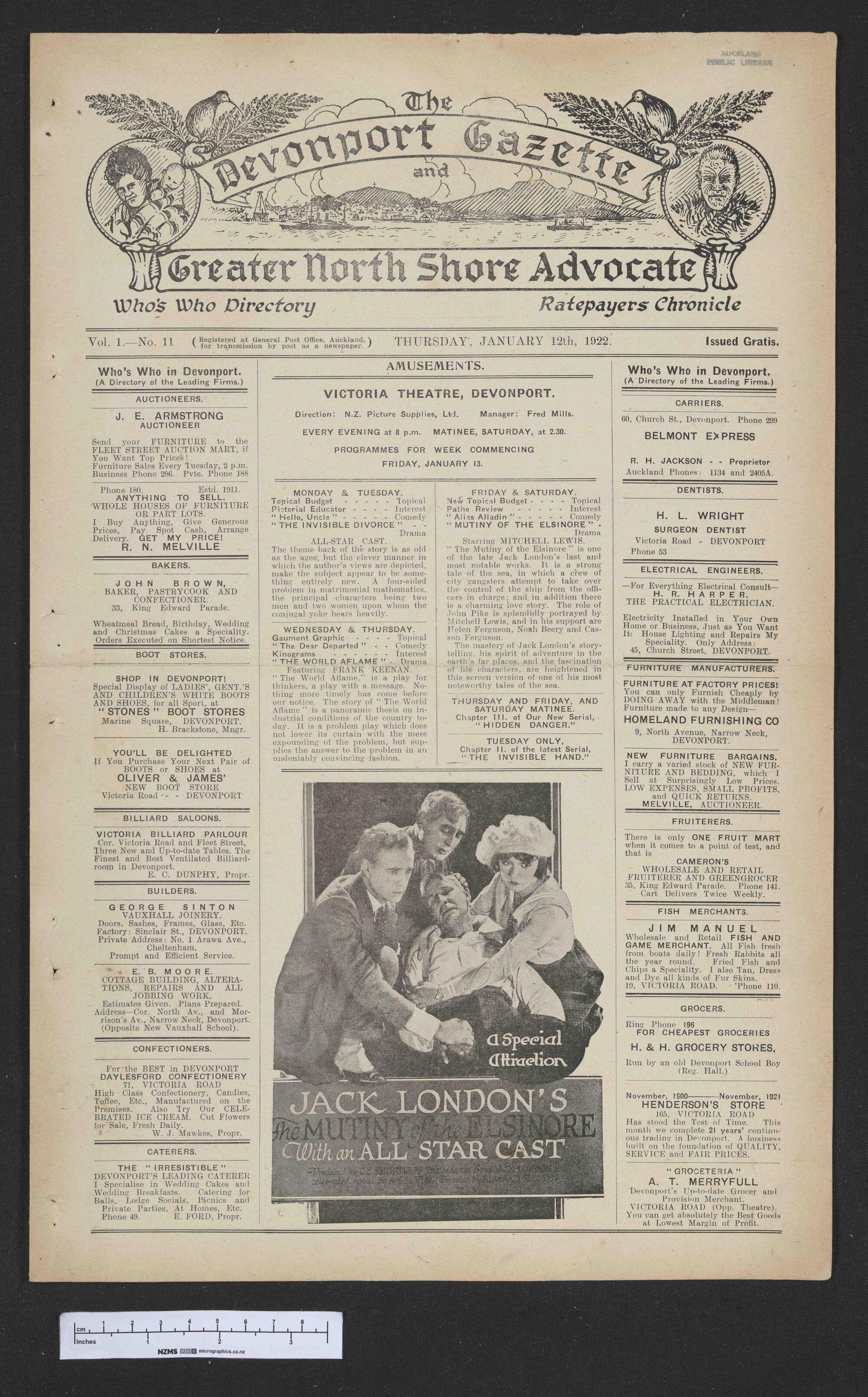 1922-01-12 Devonport Gazette &amp; Greater North Shore Advocate