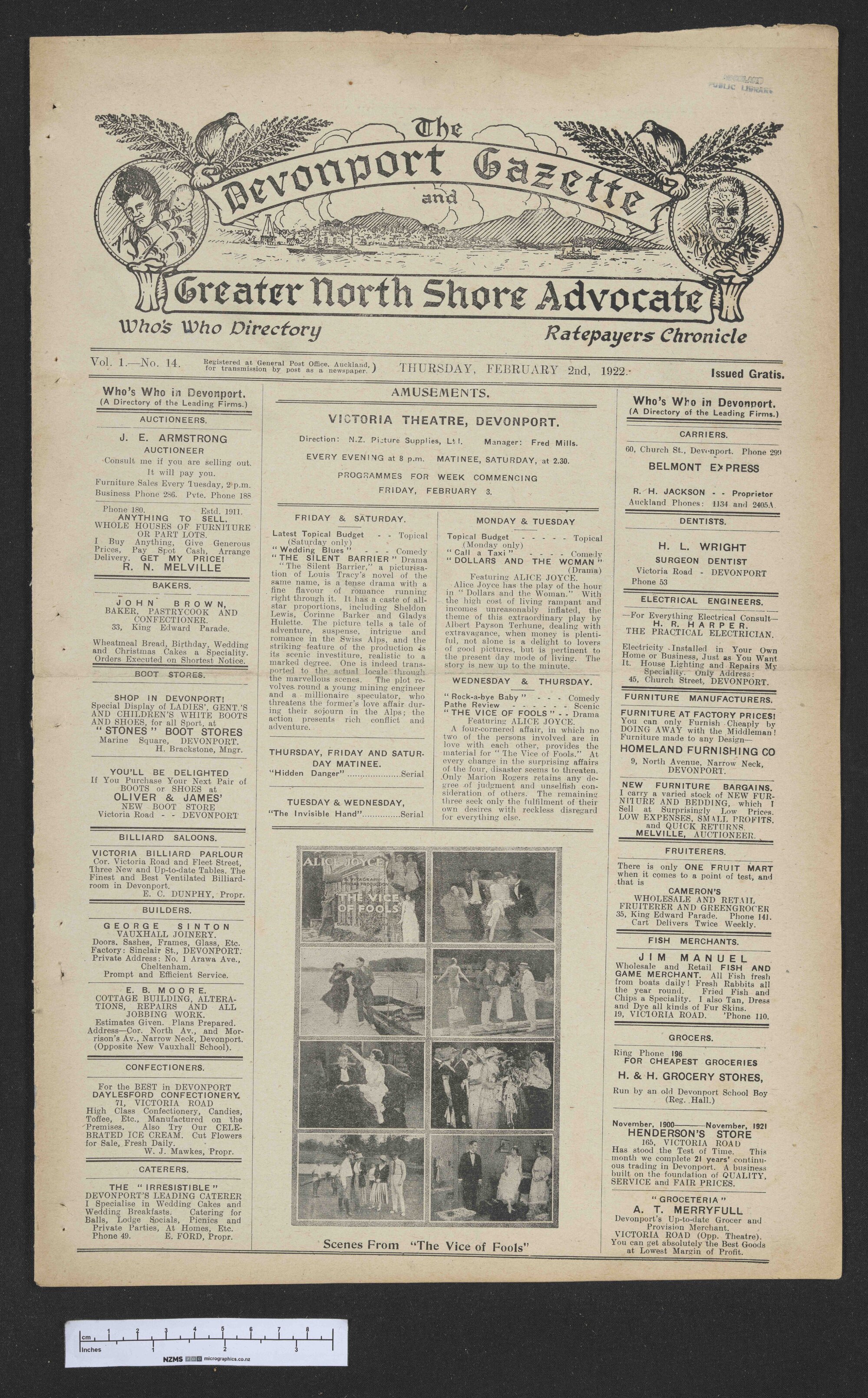 1922-02-02 Devonport Gazette &amp; Greater North Shore Advocate
