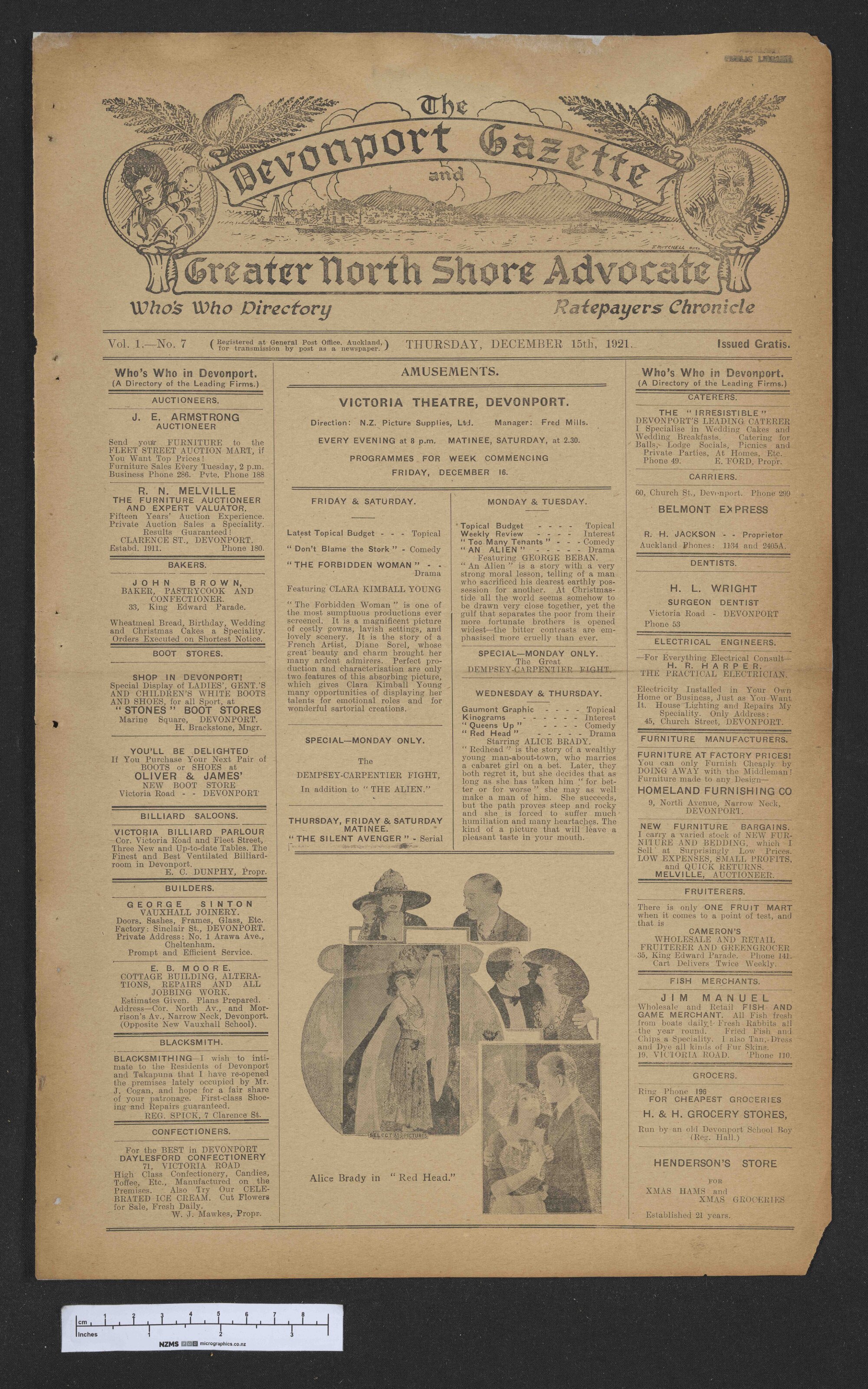 1921-12-15 Devonport Gazette &amp; Greater North Shore Advocate