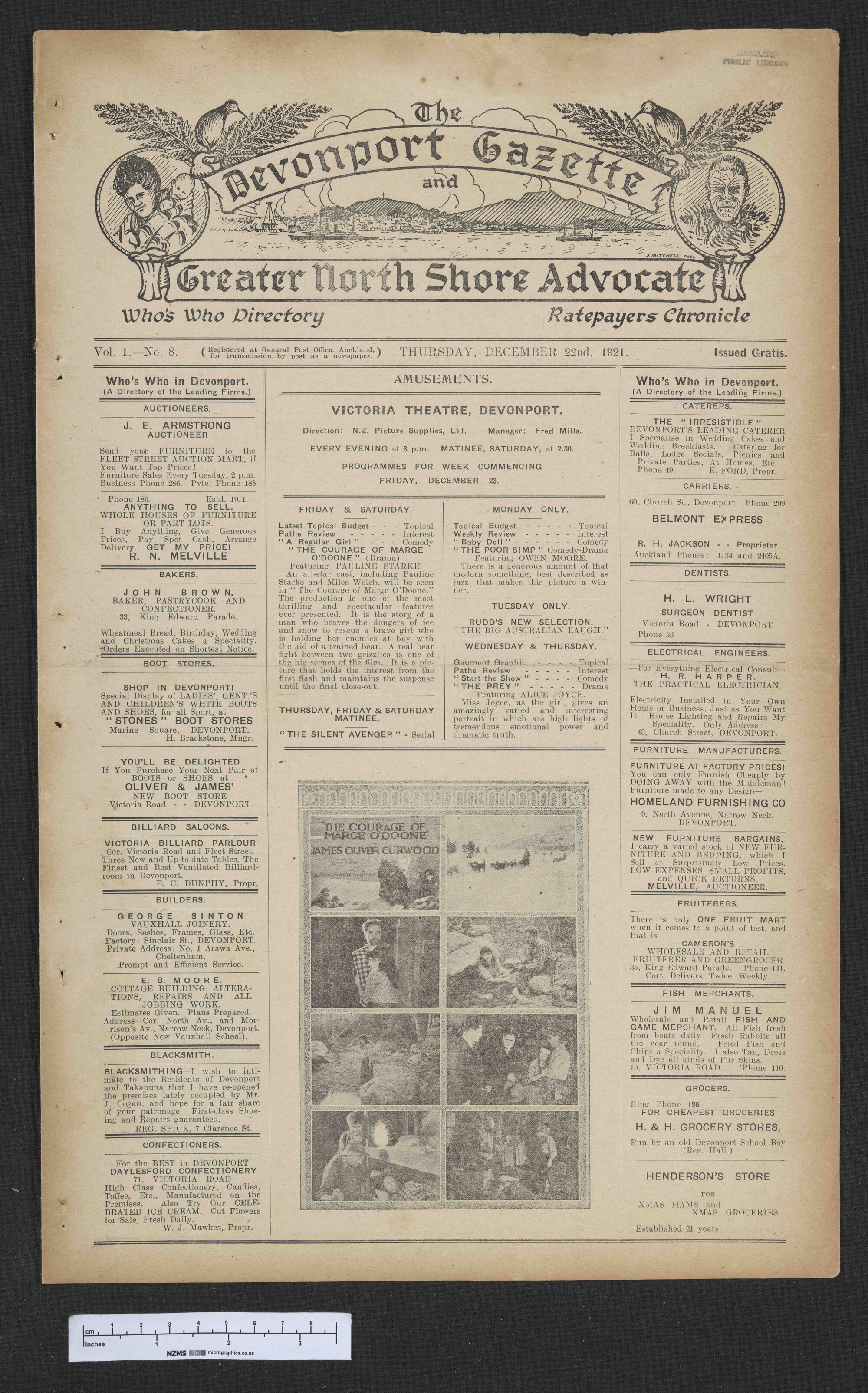 1921-12-22 Devonport Gazette &amp; Greater North Shore Advocate