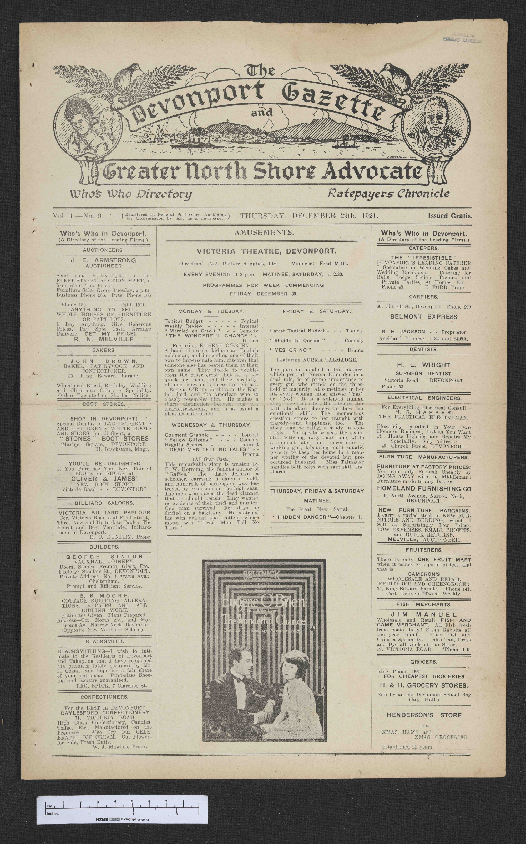 1921-12-29 Devonport Gazette &amp; Greater North Shore Advocate