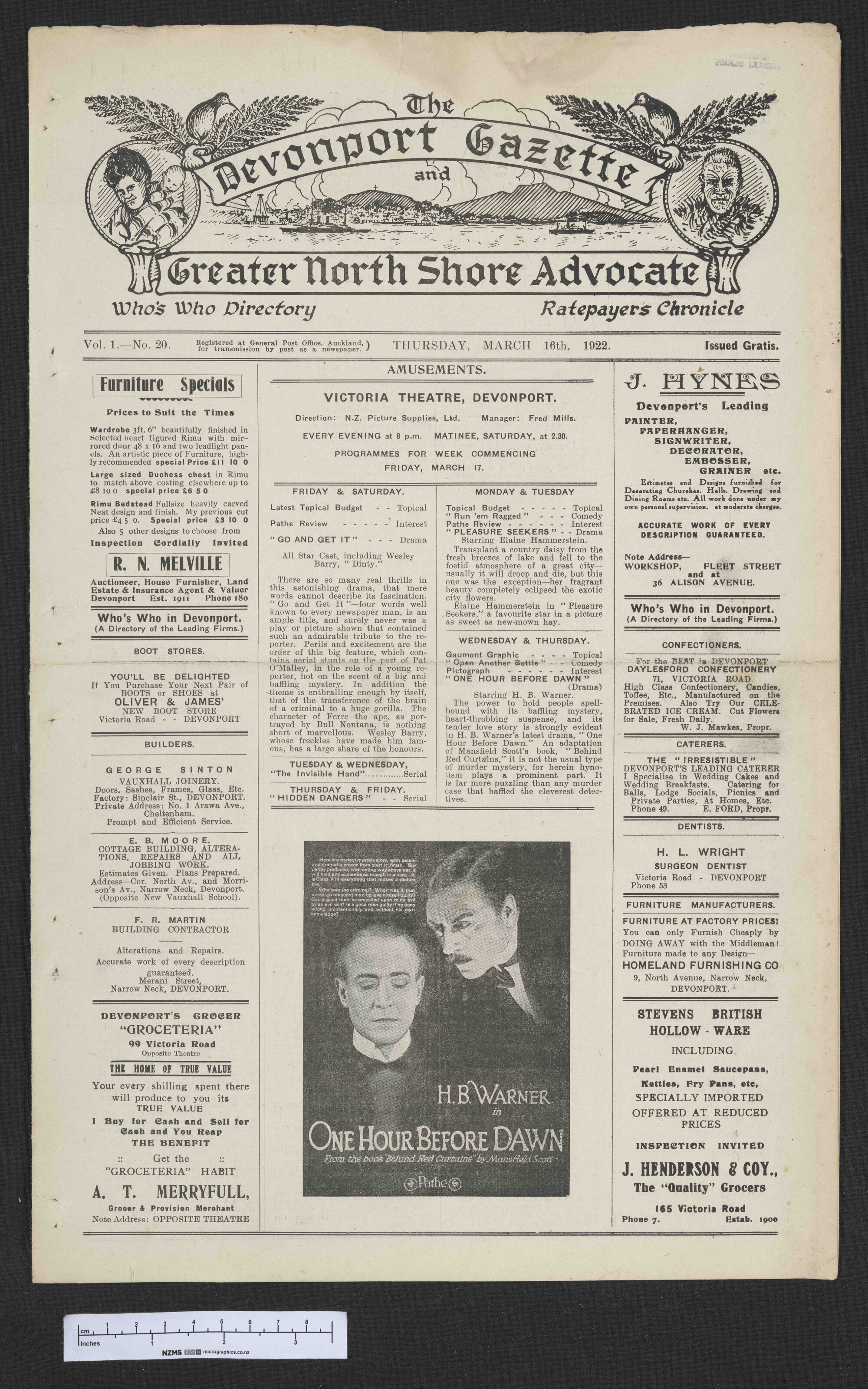 1922-03-16 Devonport Gazette &amp; Greater North Shore Advocate