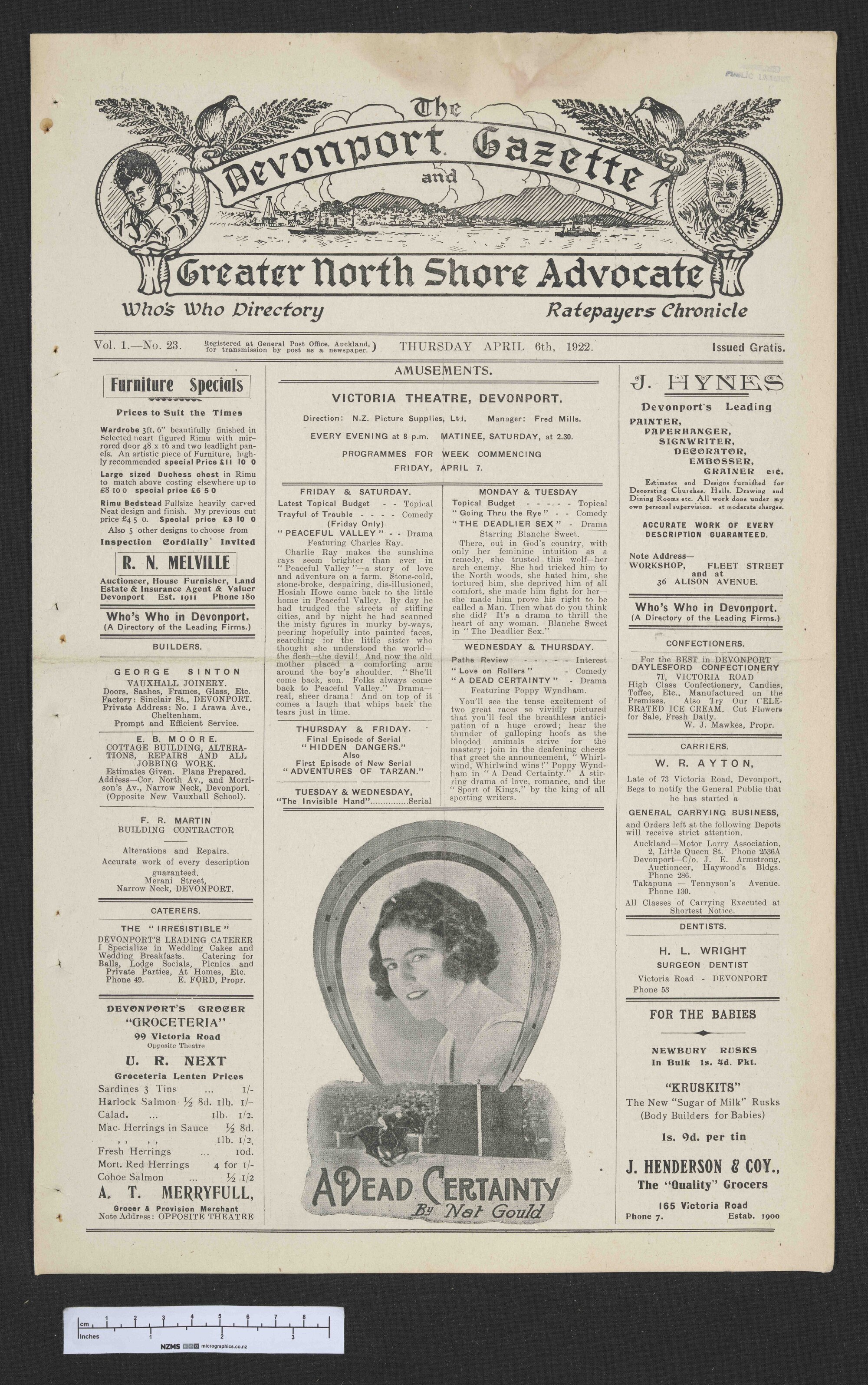 1922-04-06 Devonport Gazette &amp; Greater North Shore Advocate