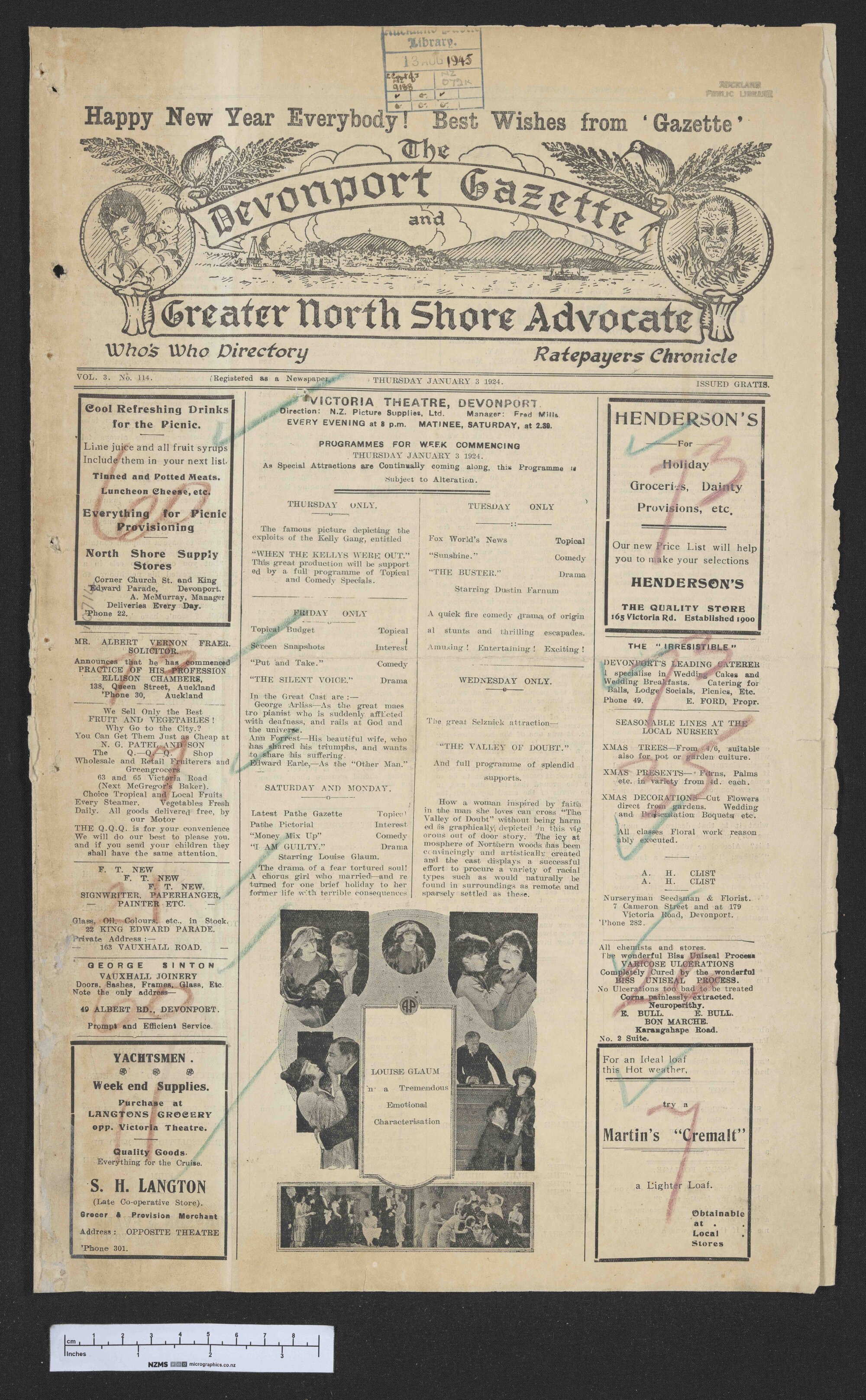 1924-01-03 Devonport Gazette &amp; Greater North Shore Advocate