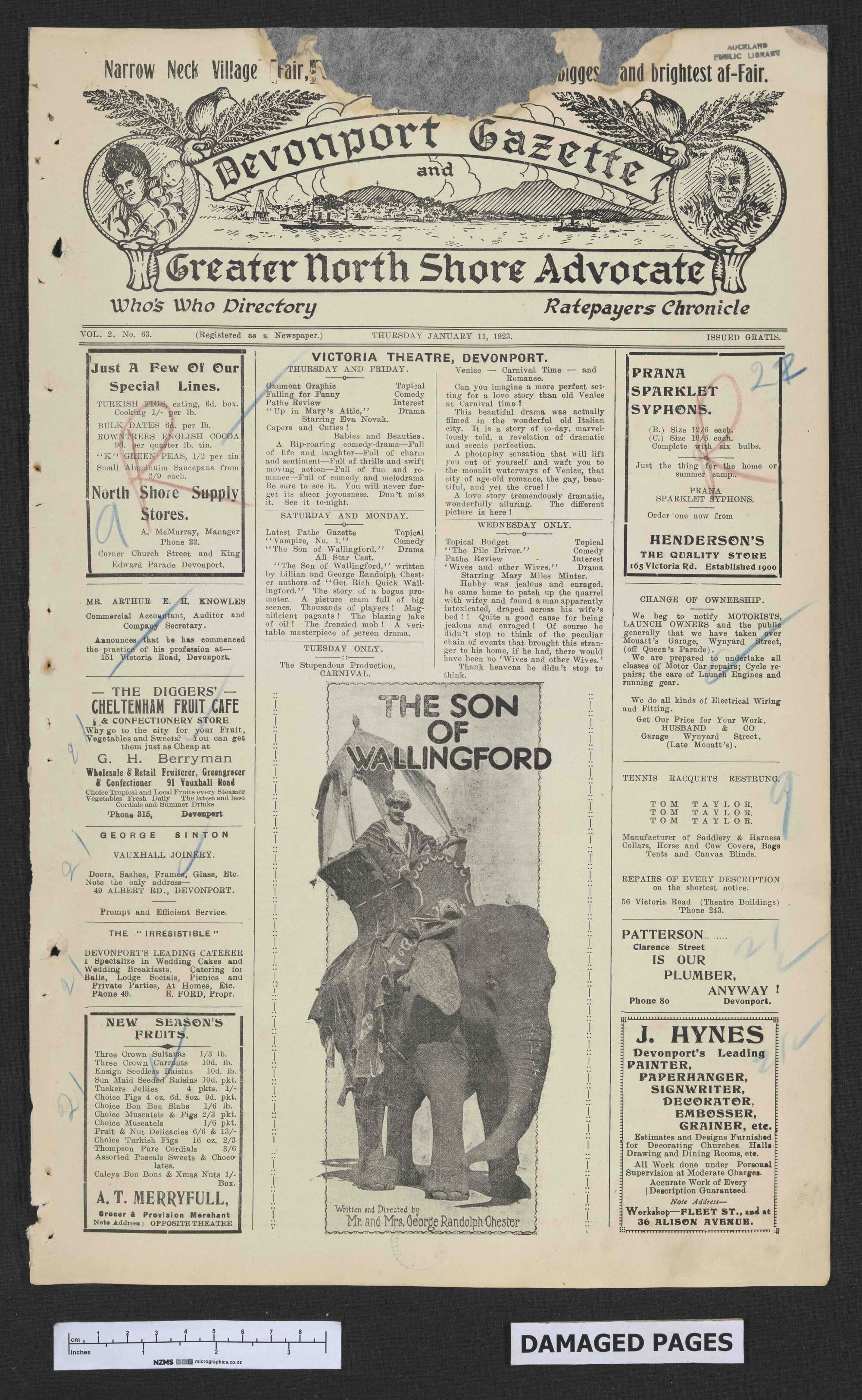 1923-01-11 Devonport Gazette &amp; Greater North Shore Advocate