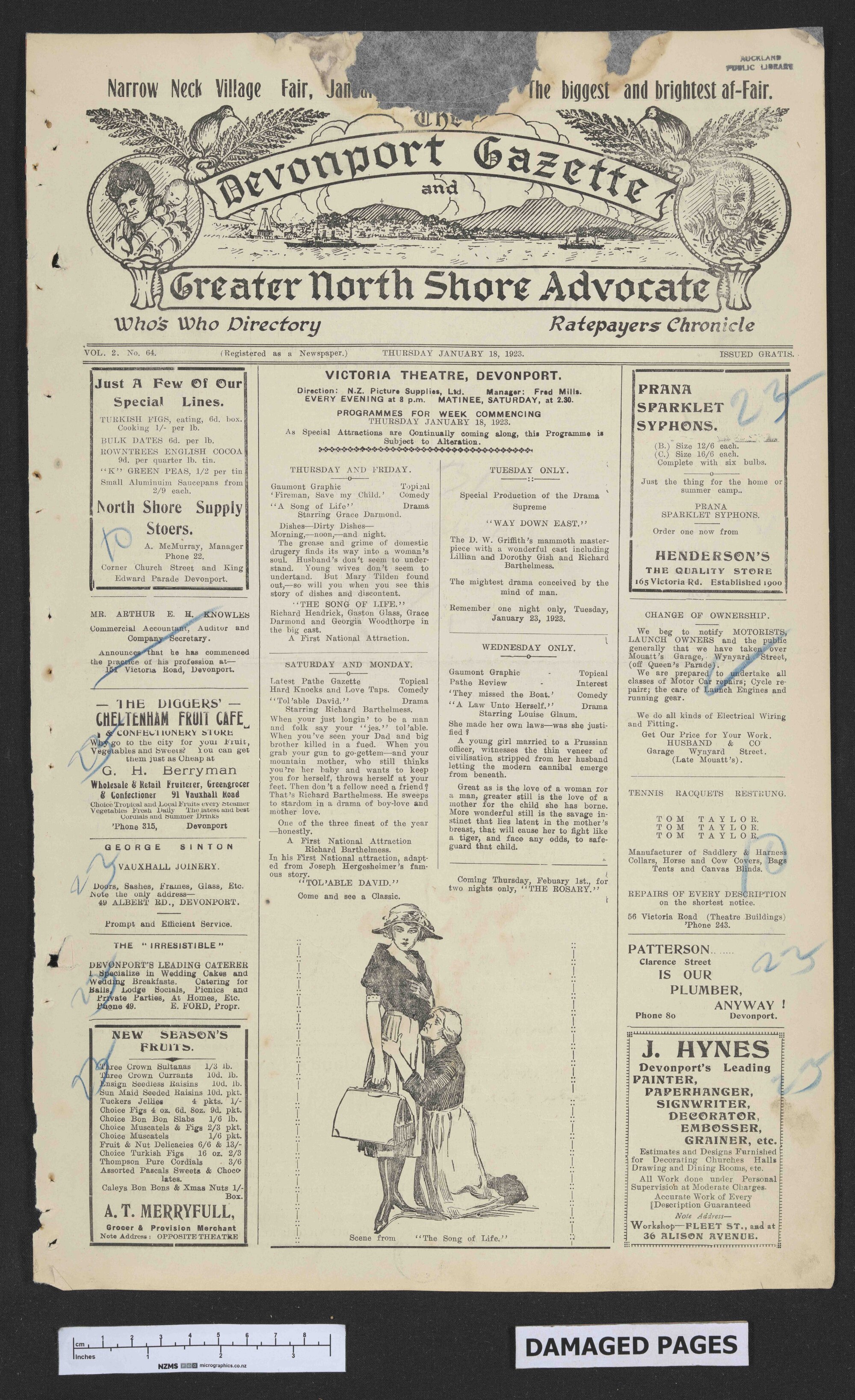 1923-01-18 Devonport Gazette &amp; Greater North Shore Advocate