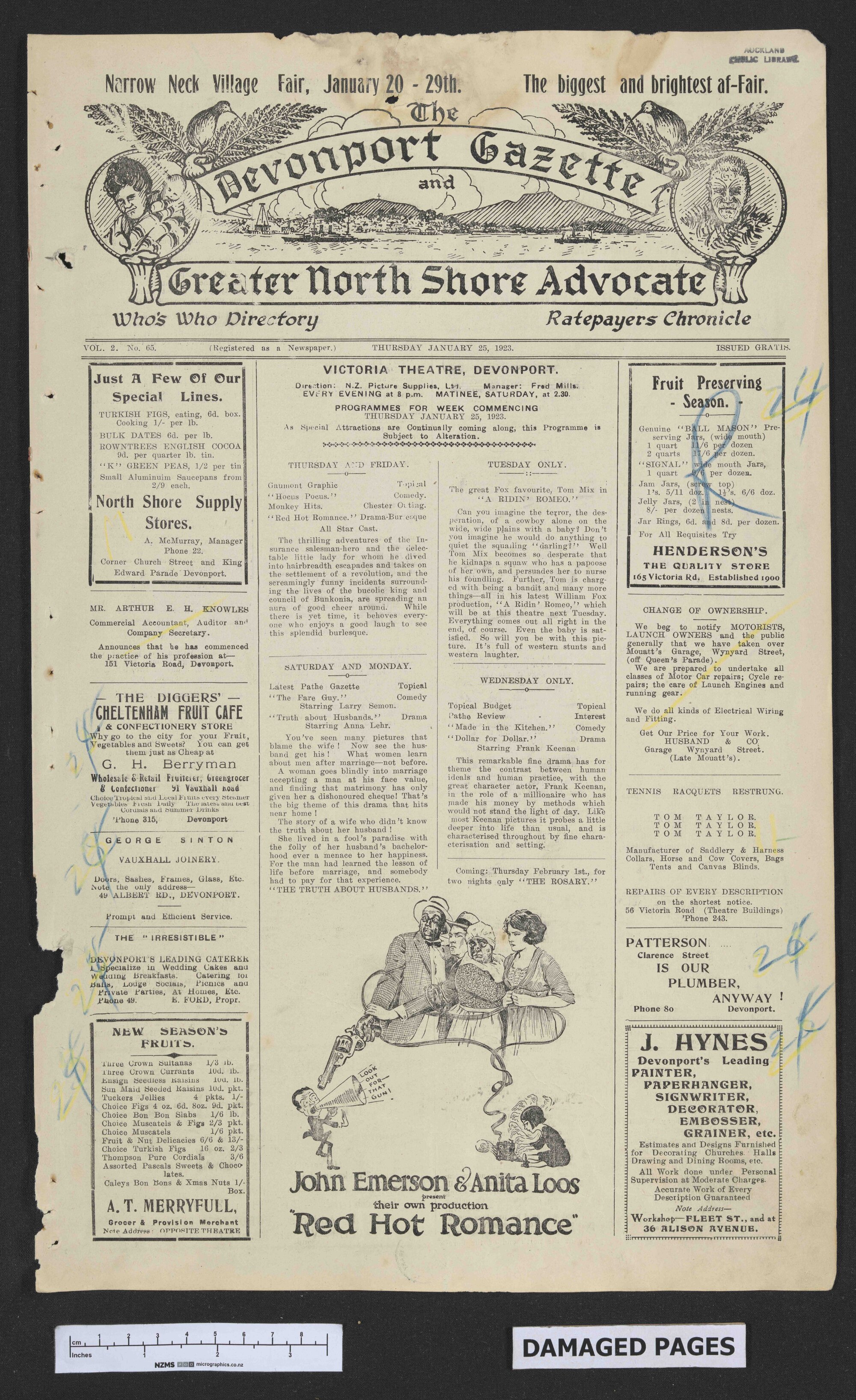 1923-01-25 Devonport Gazette &amp; Greater North Shore Advocate