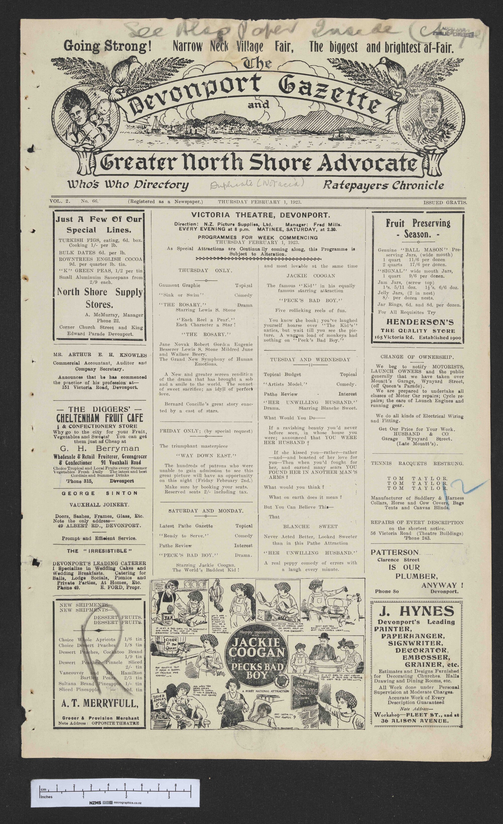 1923-02-01 Devonport Gazette &amp; Greater North Shore Advocate