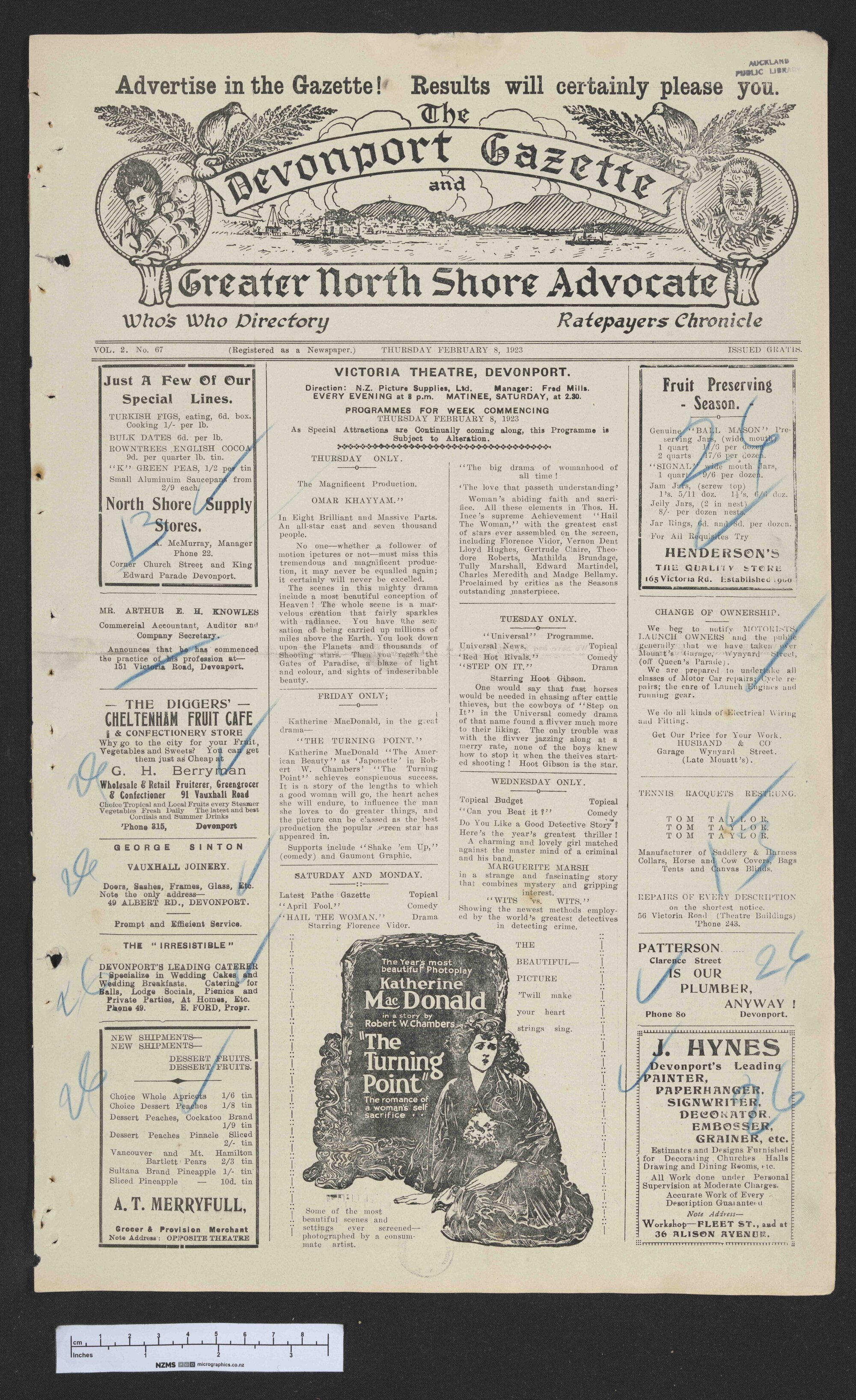 1923-02-08 Devonport Gazette &amp; Greater North Shore Advocate