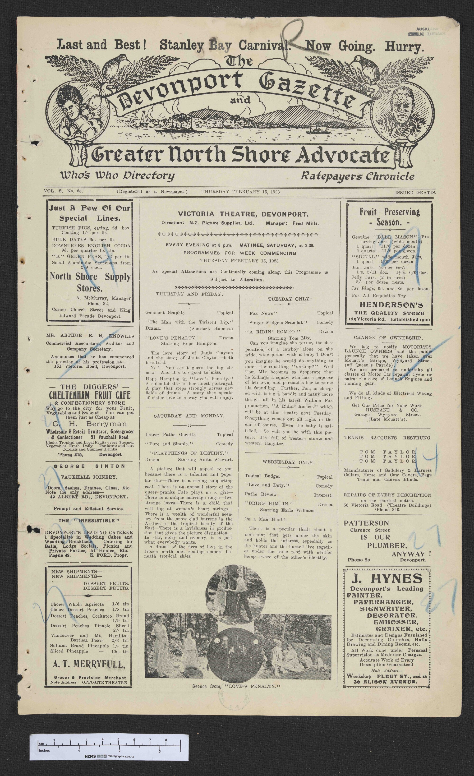 1923-02-15 Devonport Gazette &amp; Greater North Shore Advocate
