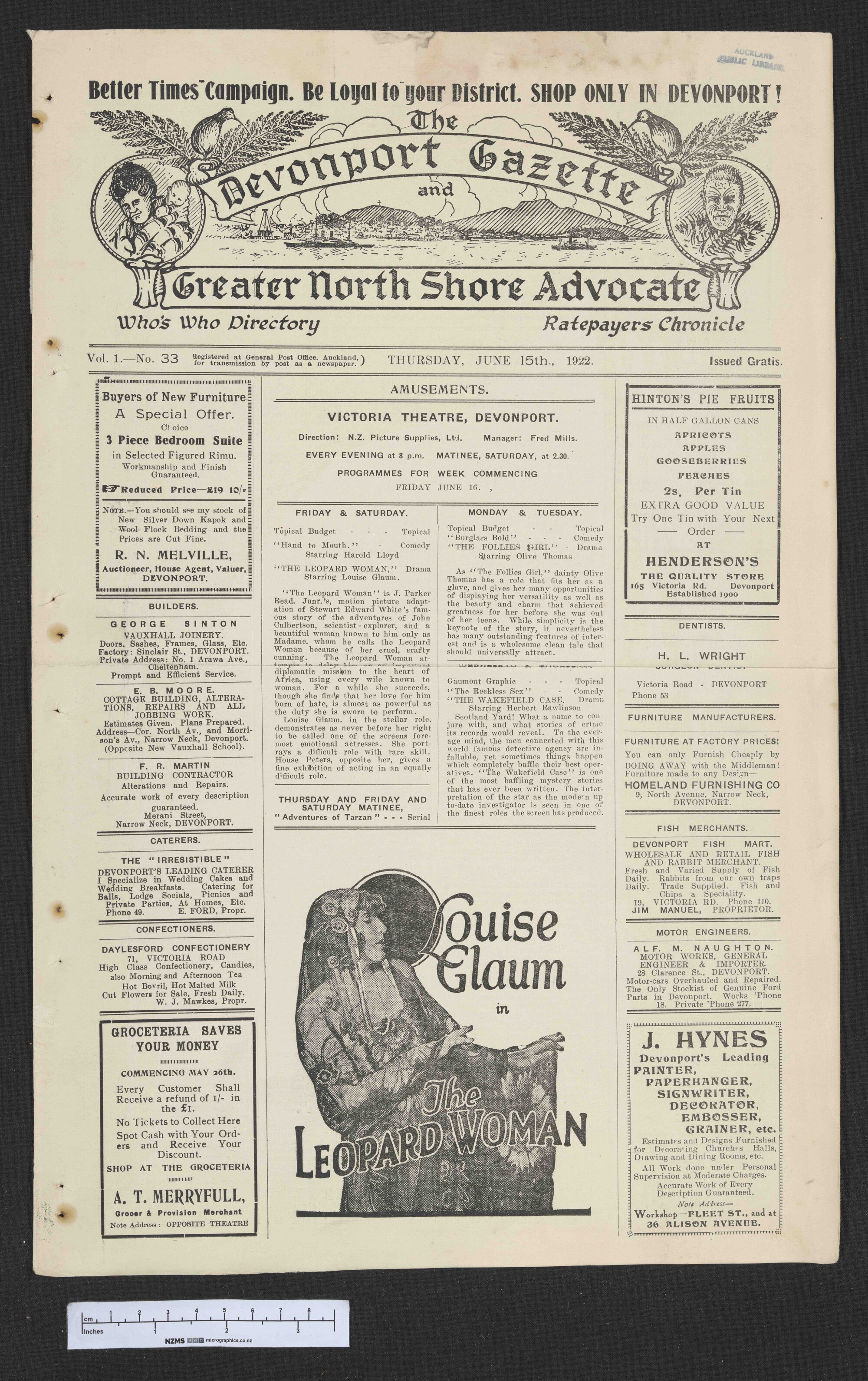 1922-06-15 Devonport Gazette &amp; Greater North Shore Advocate