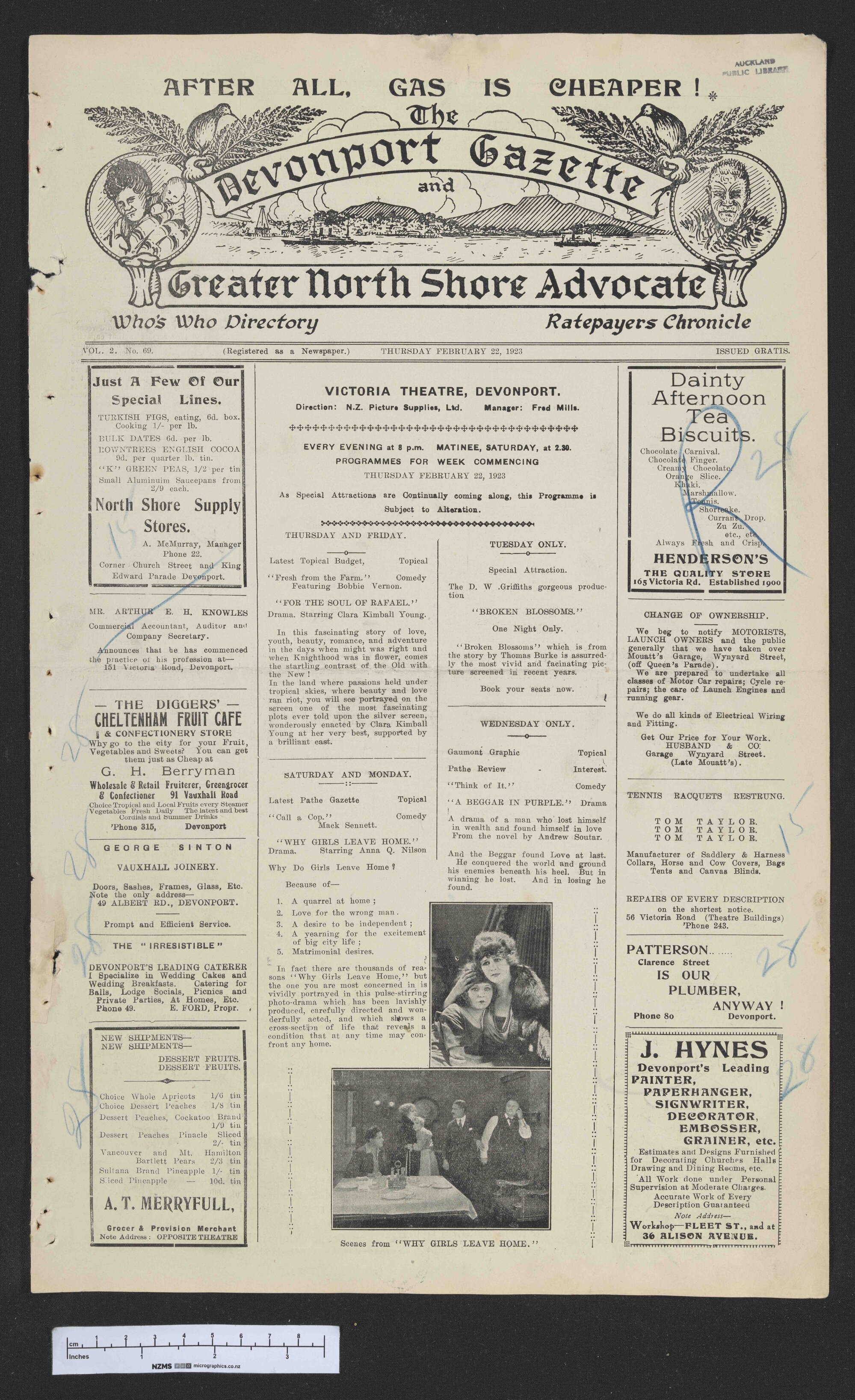 1923-02-22 Devonport Gazette &amp; Greater North Shore Advocate