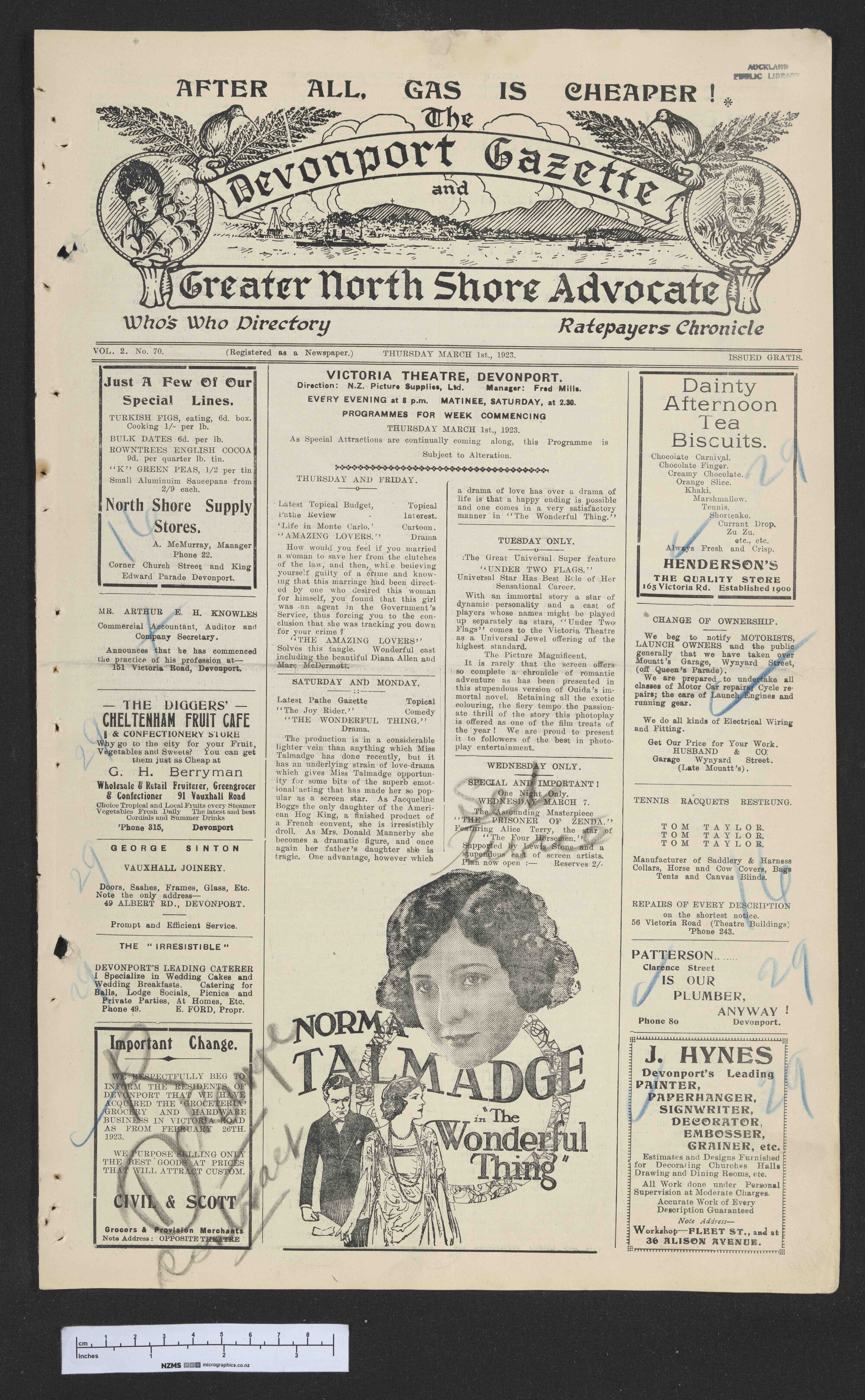 1923-03-01 Devonport Gazette &amp; Greater North Shore Advocate
