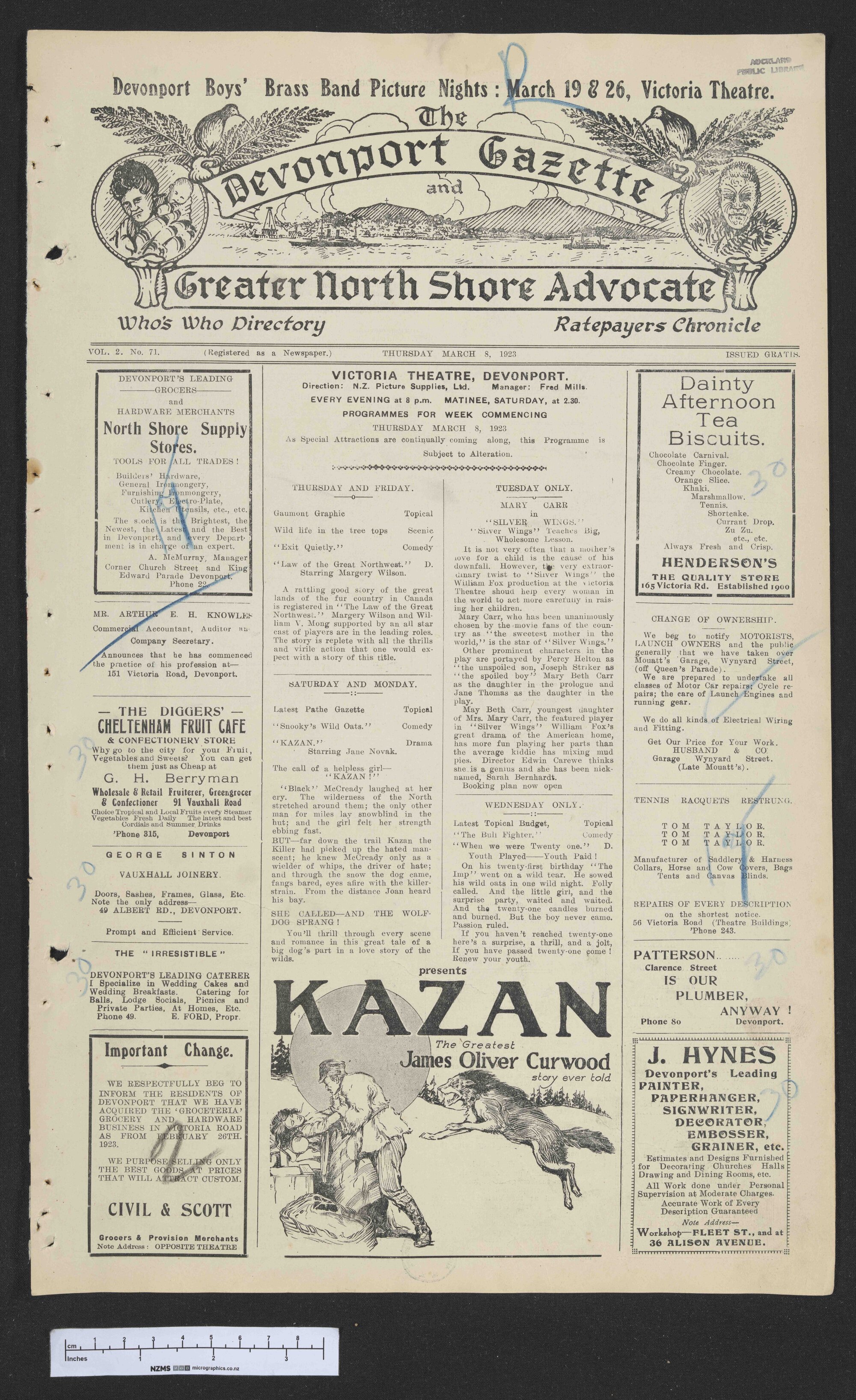 1923-03-08 Devonport Gazette &amp; Greater North Shore Advocate