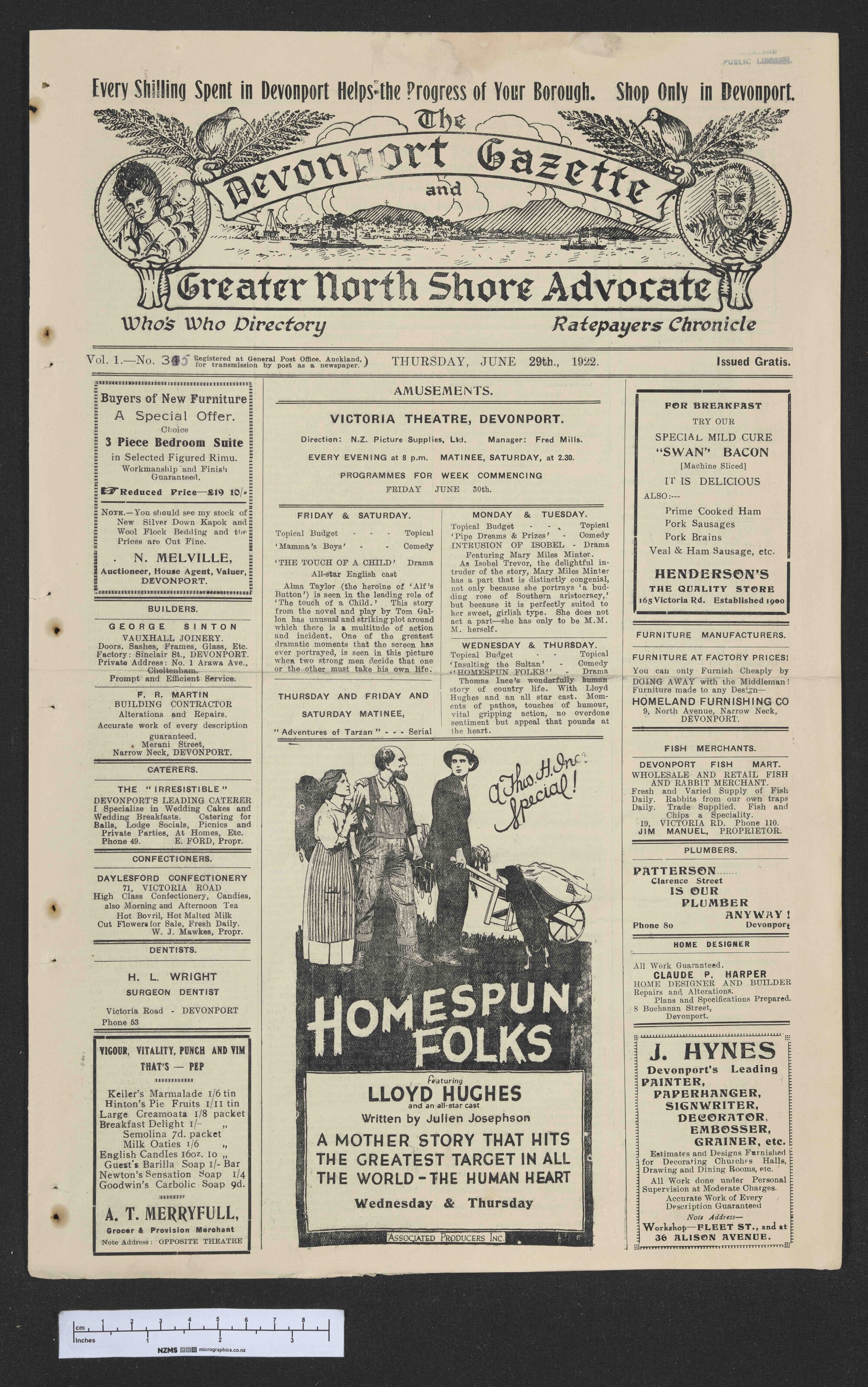 1922-06-29 Devonport Gazette &amp; Greater North Shore Advocate