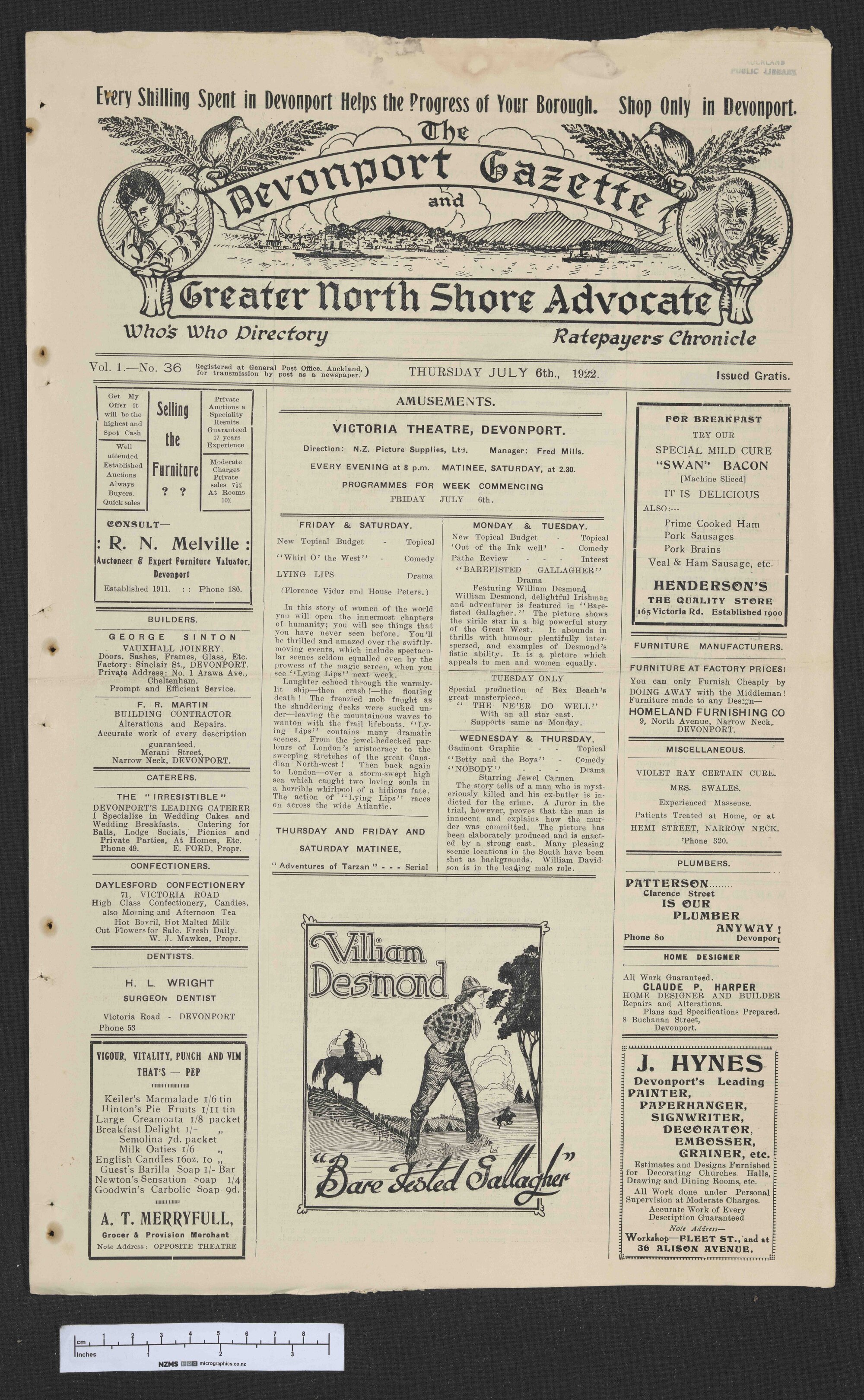 1922-07-06 Devonport Gazette &amp; Greater North Shore Advocate