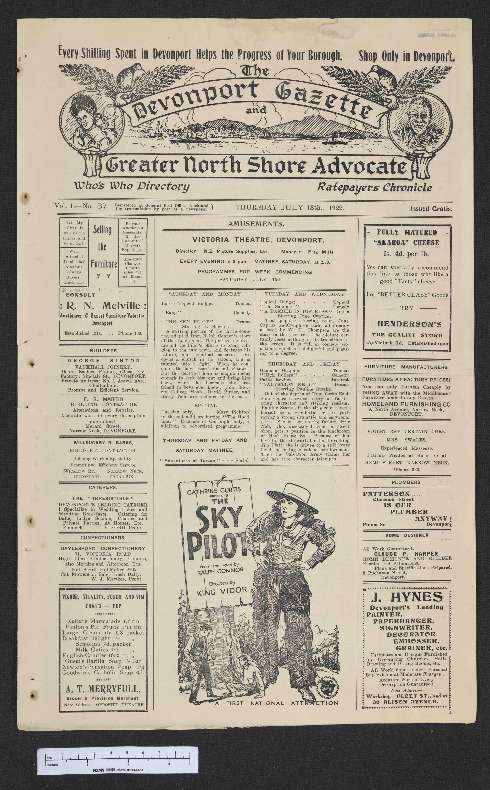 1922-07-13 Devonport Gazette &amp; Greater North Shore Advocate