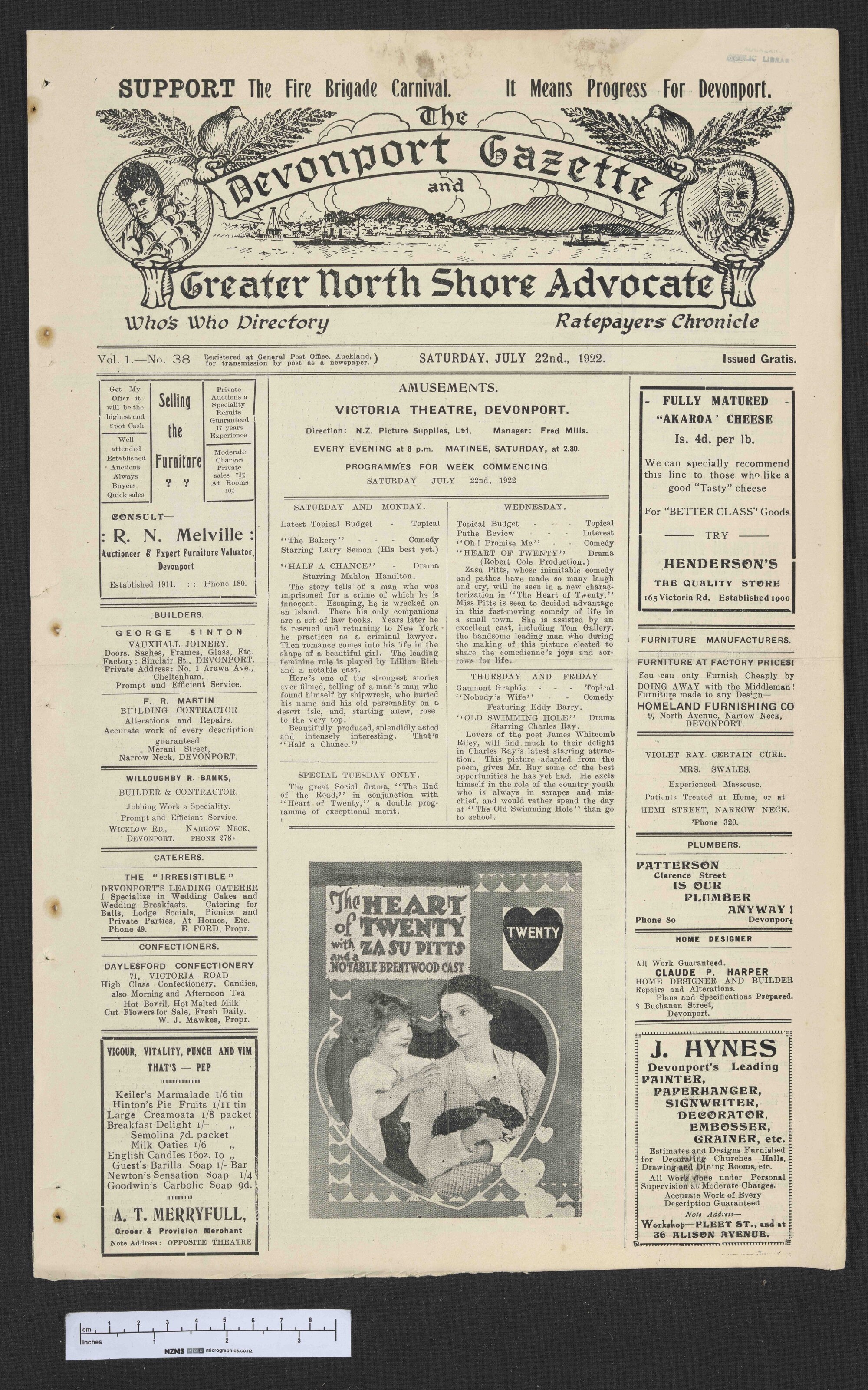 1922-07-22 Devonport Gazette &amp; Greater North Shore Advocate