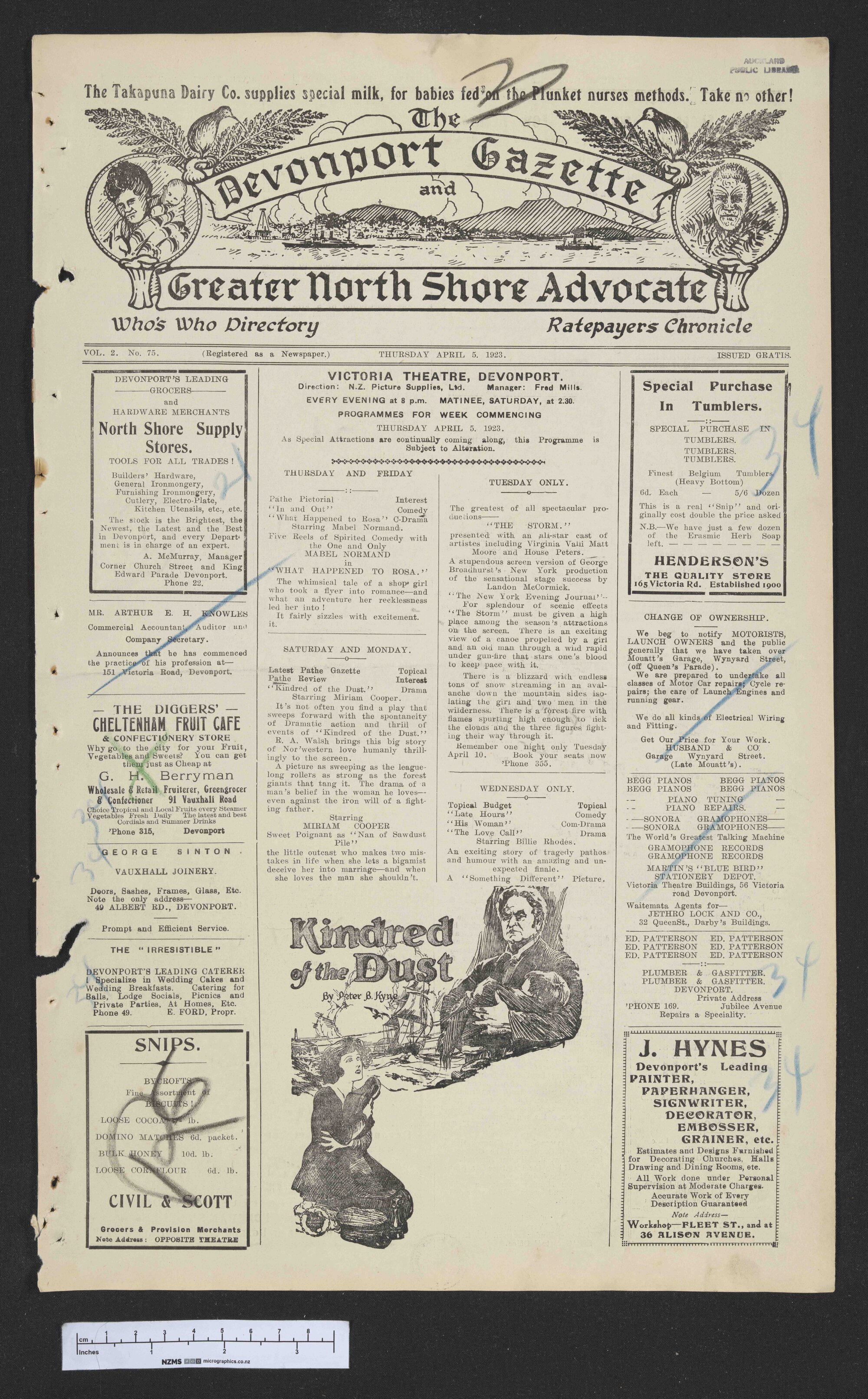 1923-04-05 Devonport Gazette &amp; Greater North Shore Advocate