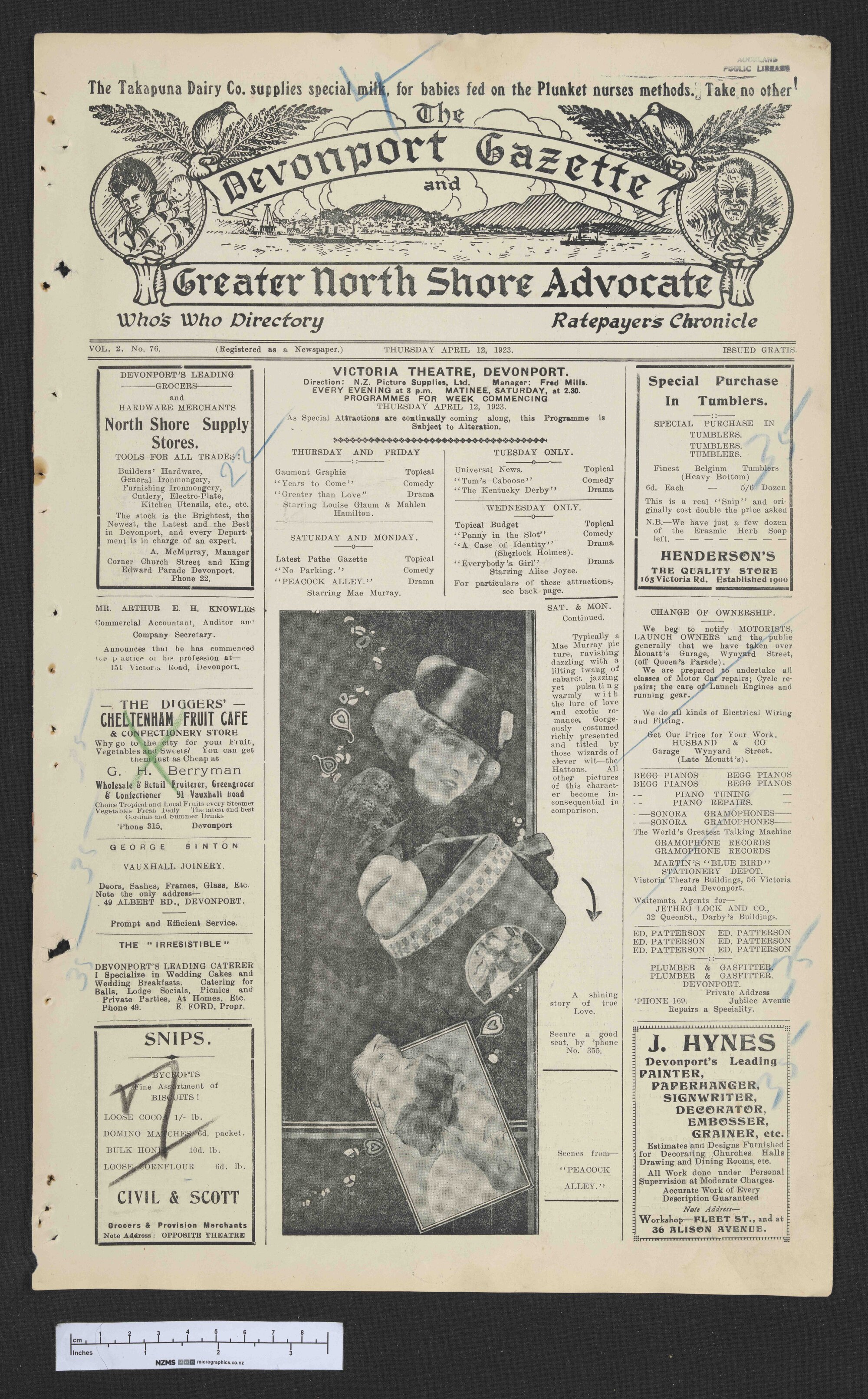 1923-04-12 Devonport Gazette &amp; Greater North Shore Advocate