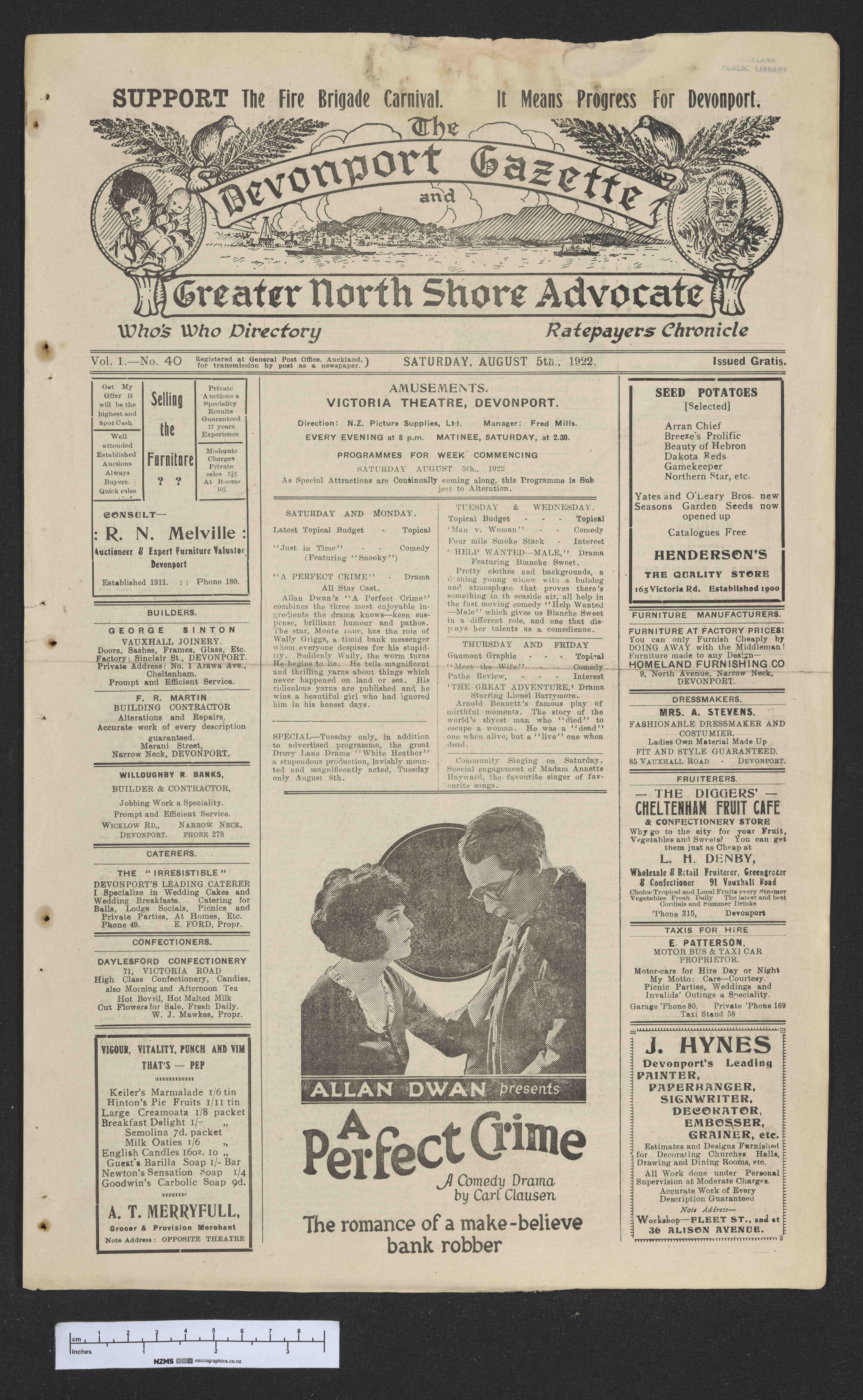 1922-08-05 Devonport Gazette &amp; Greater North Shore Advocate