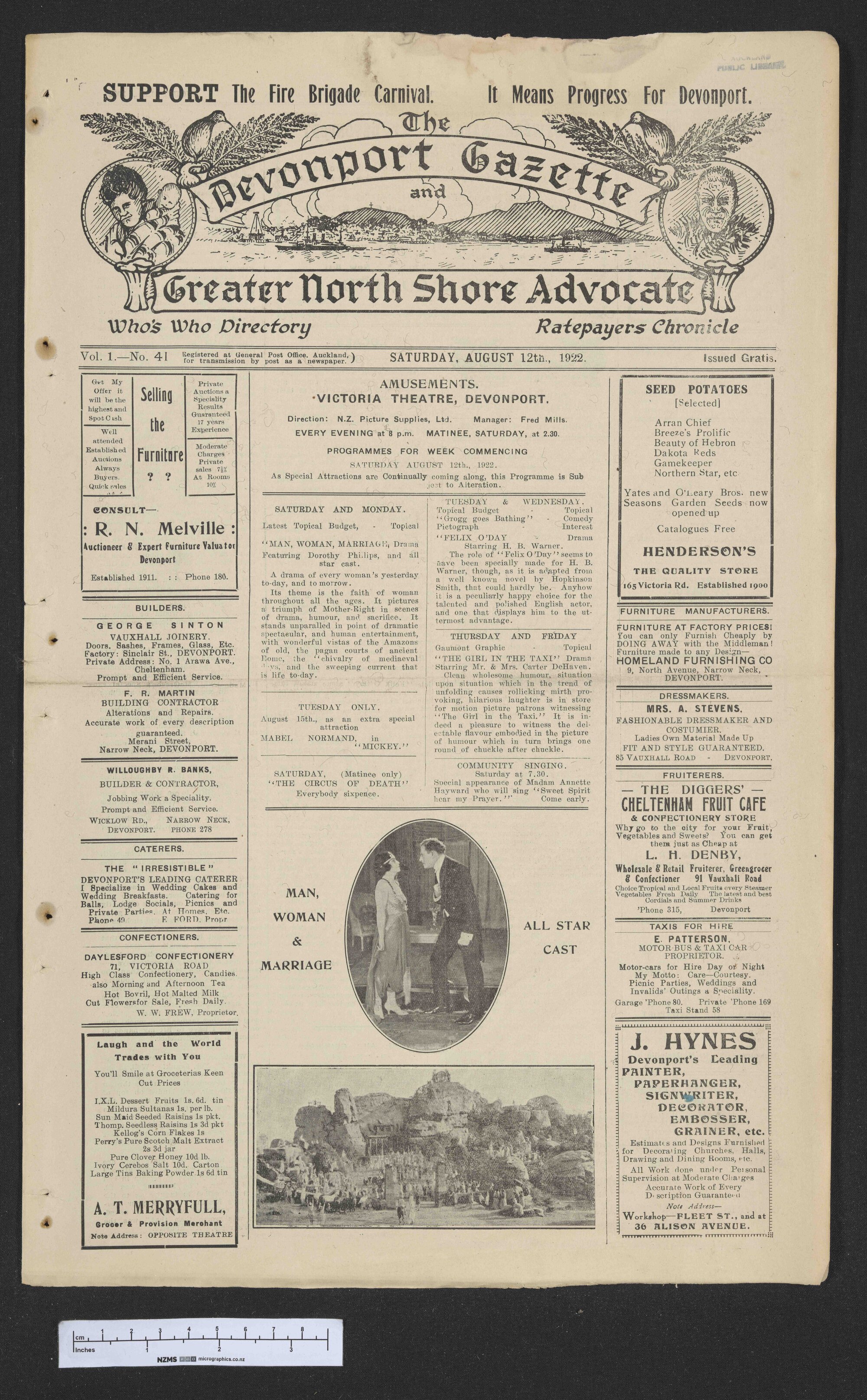 1922-08-12 Devonport Gazette &amp; Greater North Shore Advocate