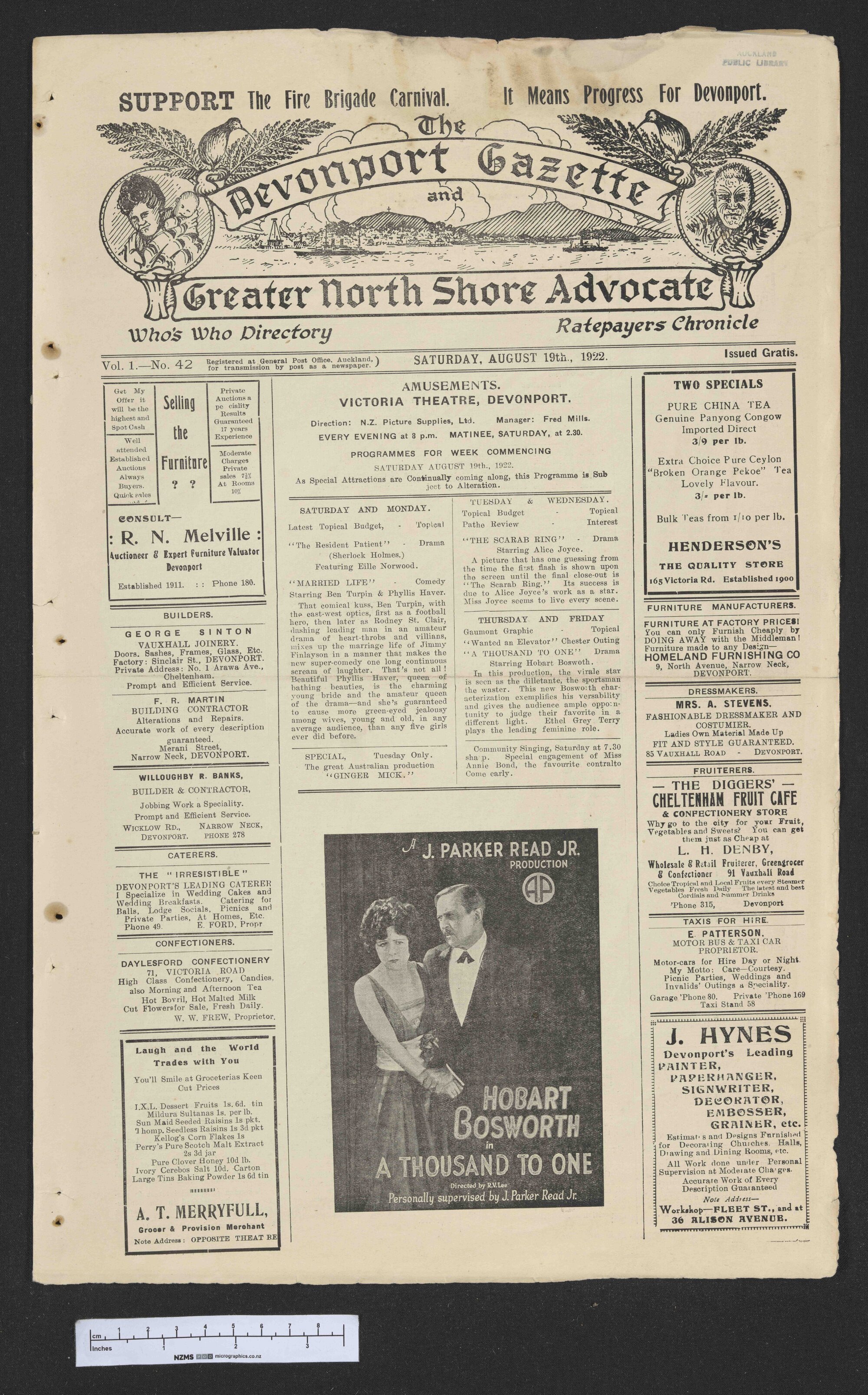1922-08-19 Devonport Gazette &amp; Greater North Shore Advocate