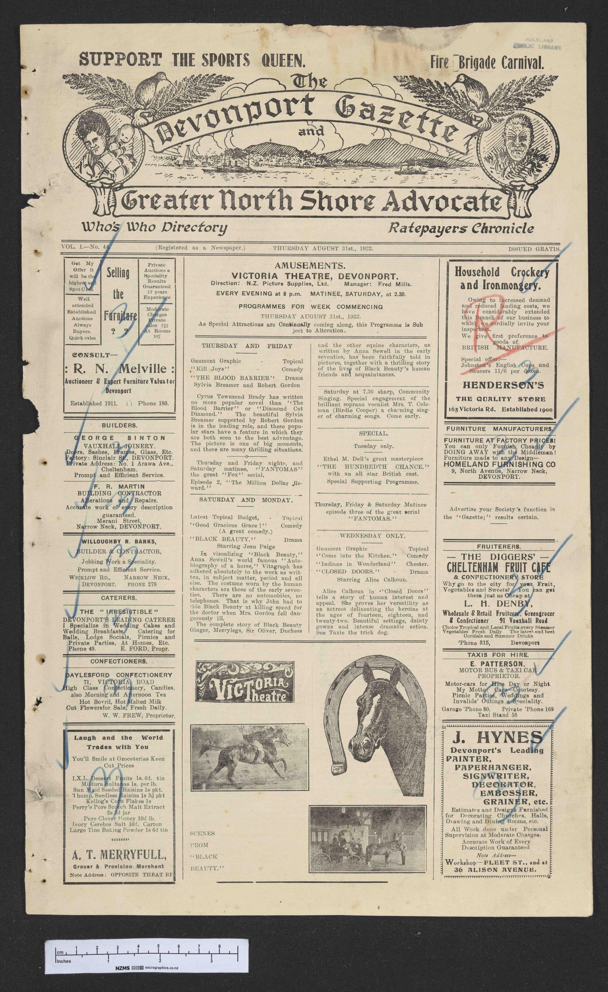 1922-08-31 Devonport Gazette &amp; Greater North Shore Advocate