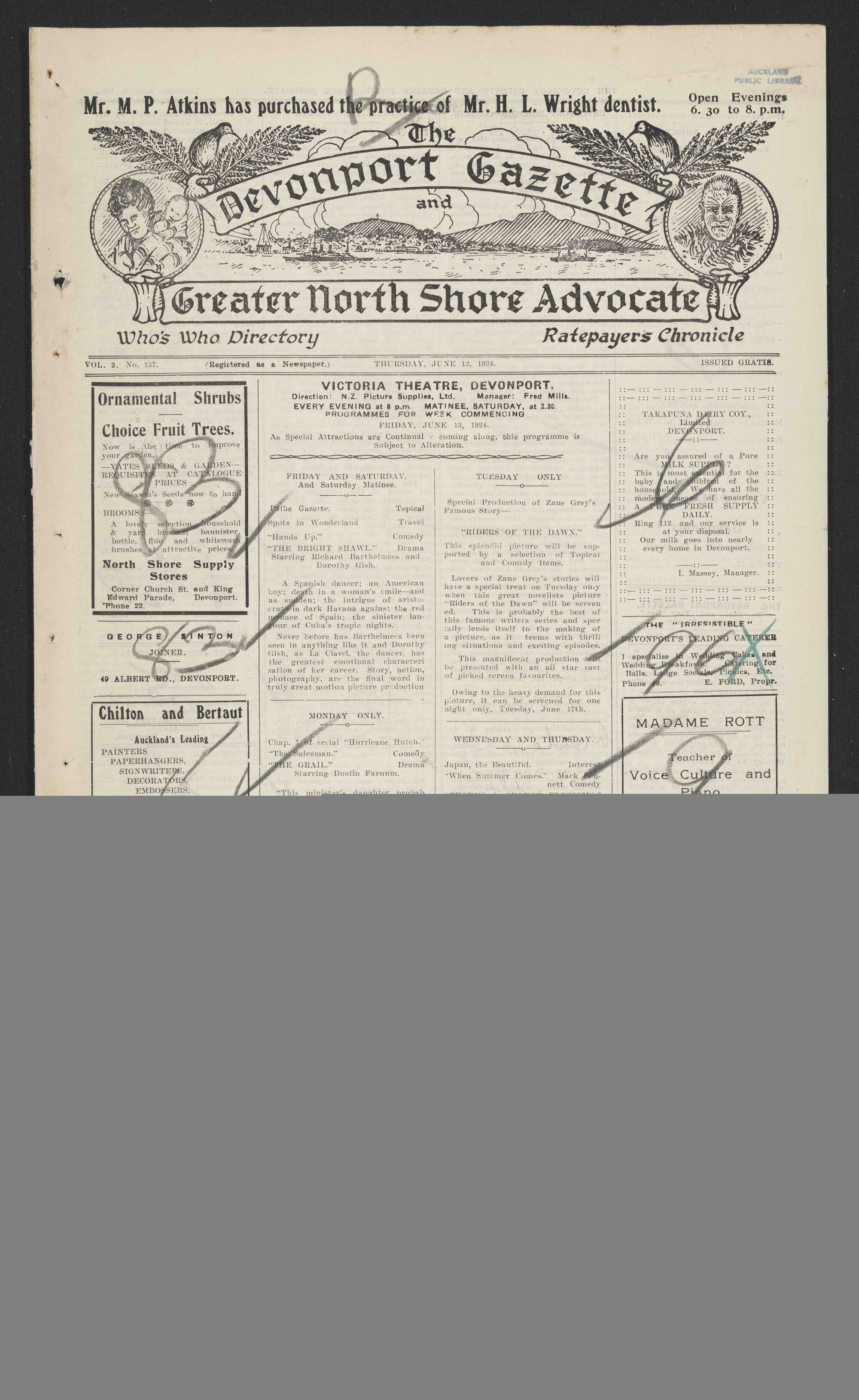 1924-06-12 Devonport Gazette &amp; Greater North Shore Advocate