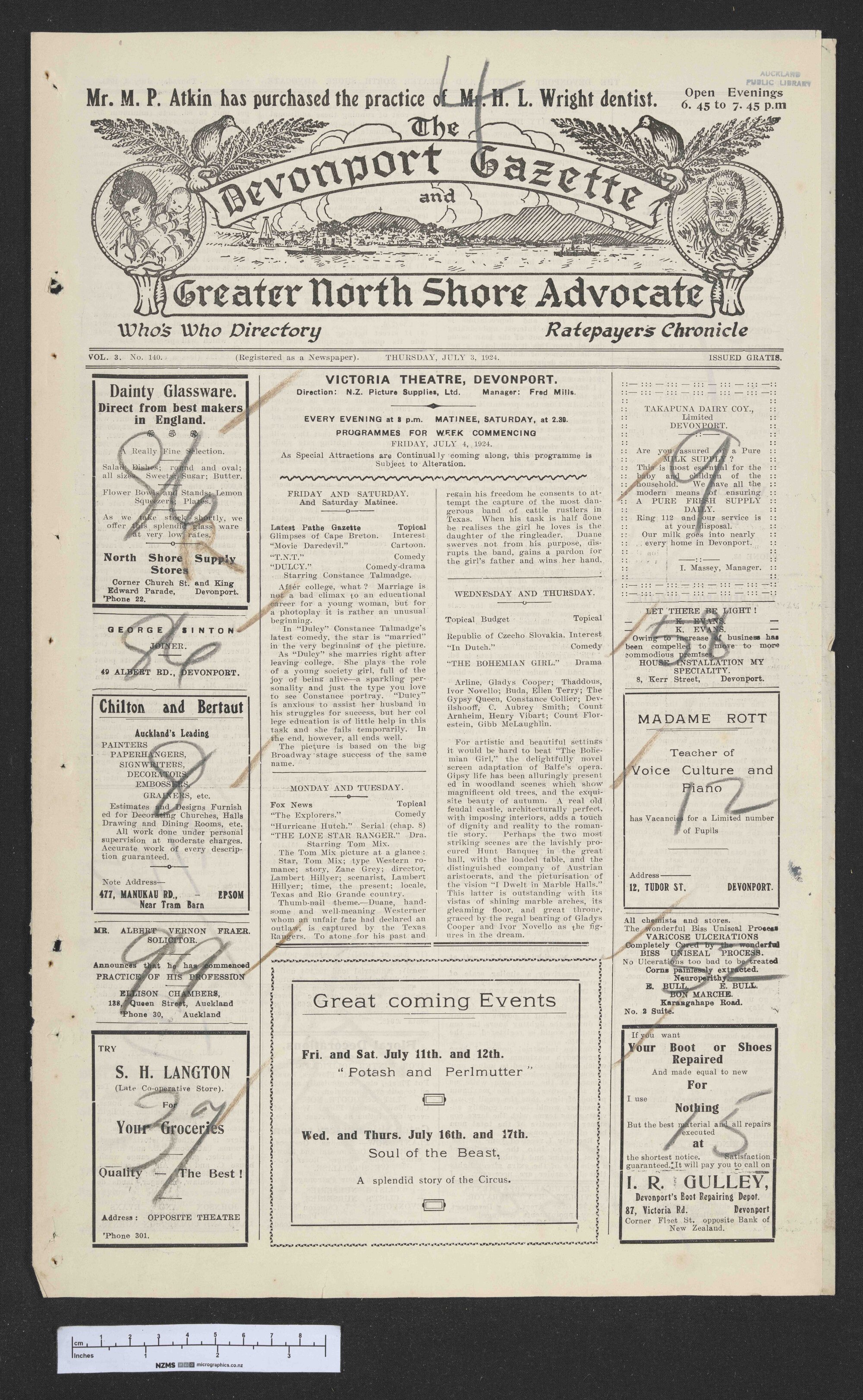 1924-07-03 Devonport Gazette &amp; Greater North Shore Advocate