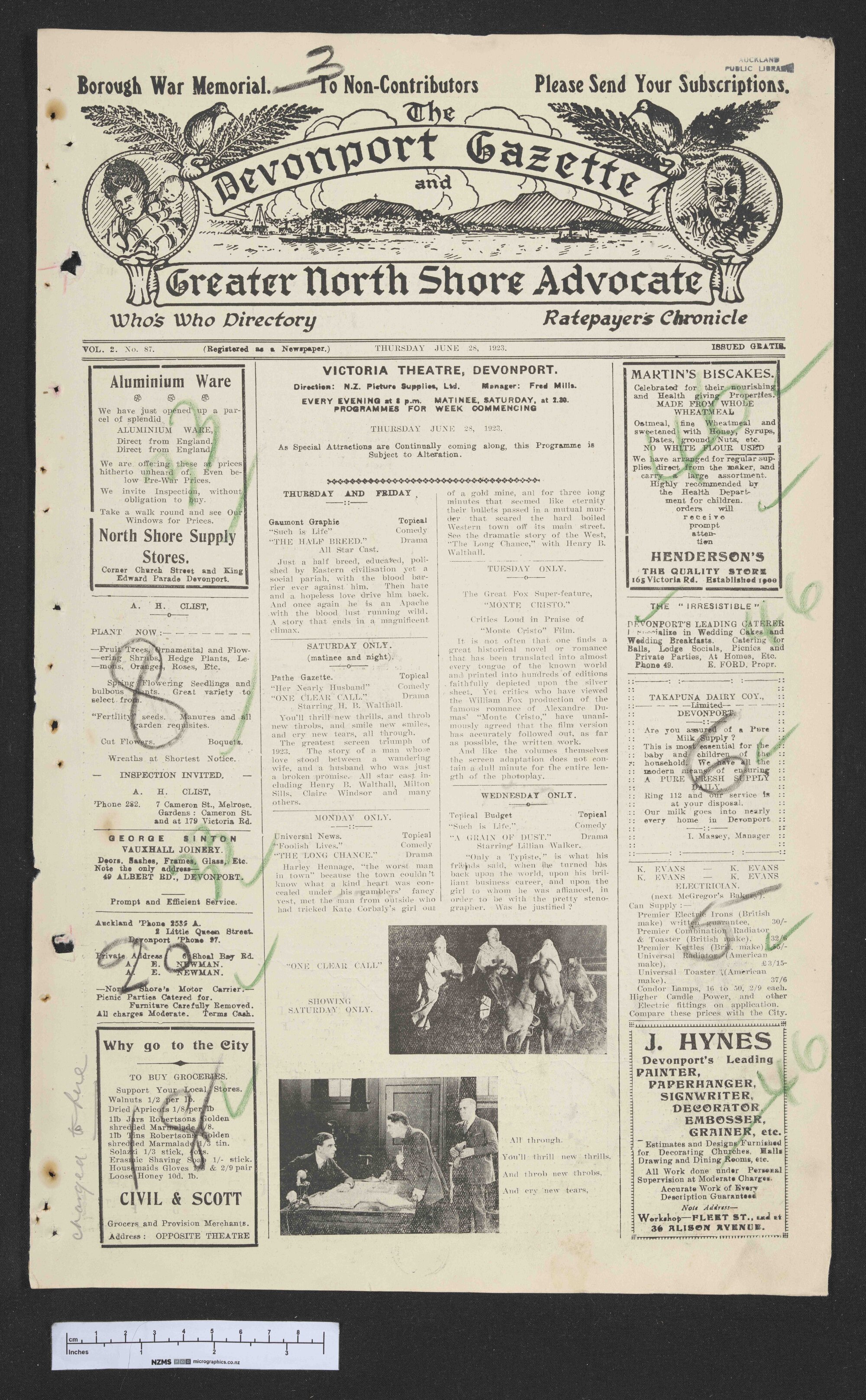 1923-06-28 Devonport Gazette &amp; Greater North Shore Advocate