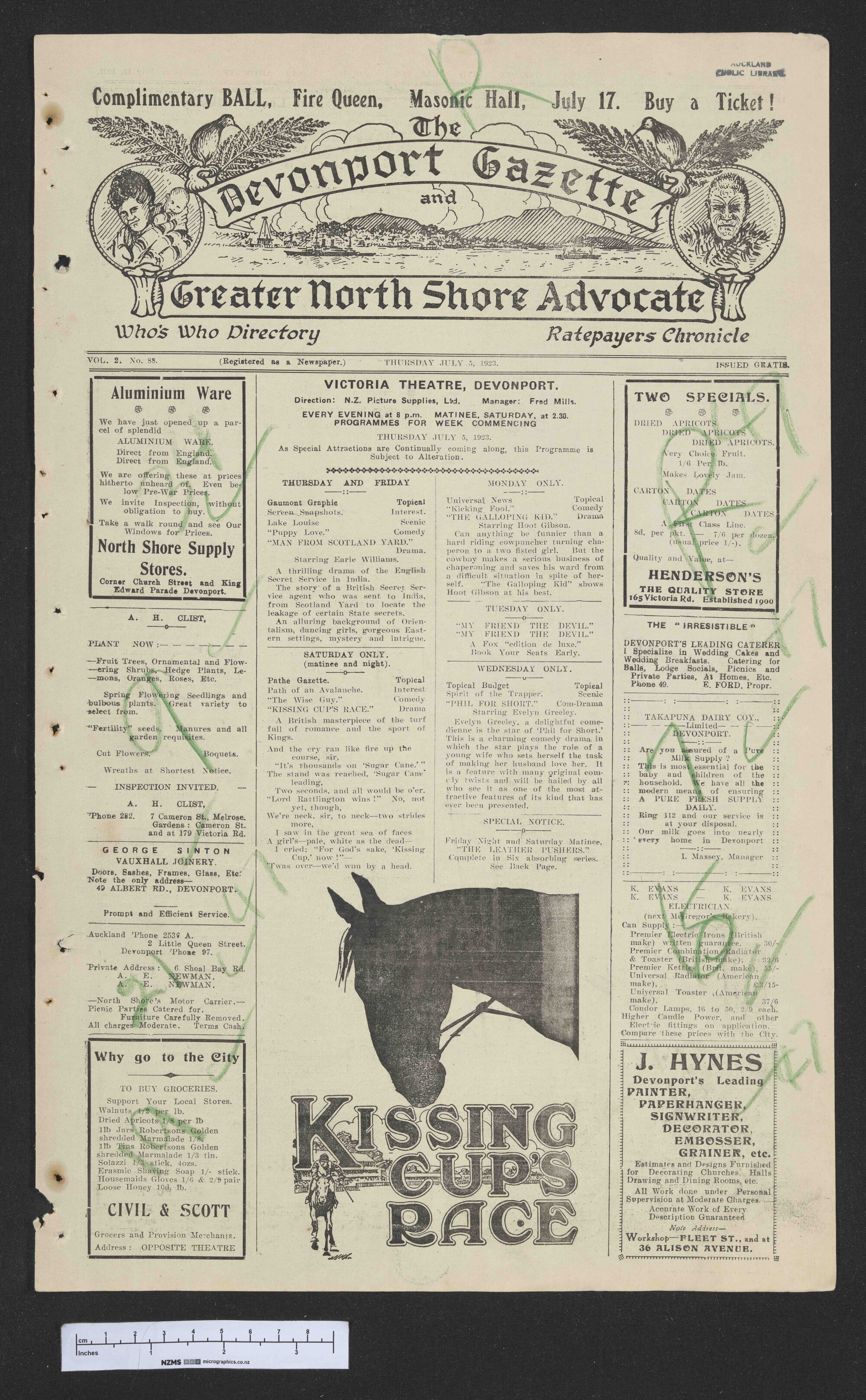 1923-07-05 Devonport Gazette &amp; Greater North Shore Advocate
