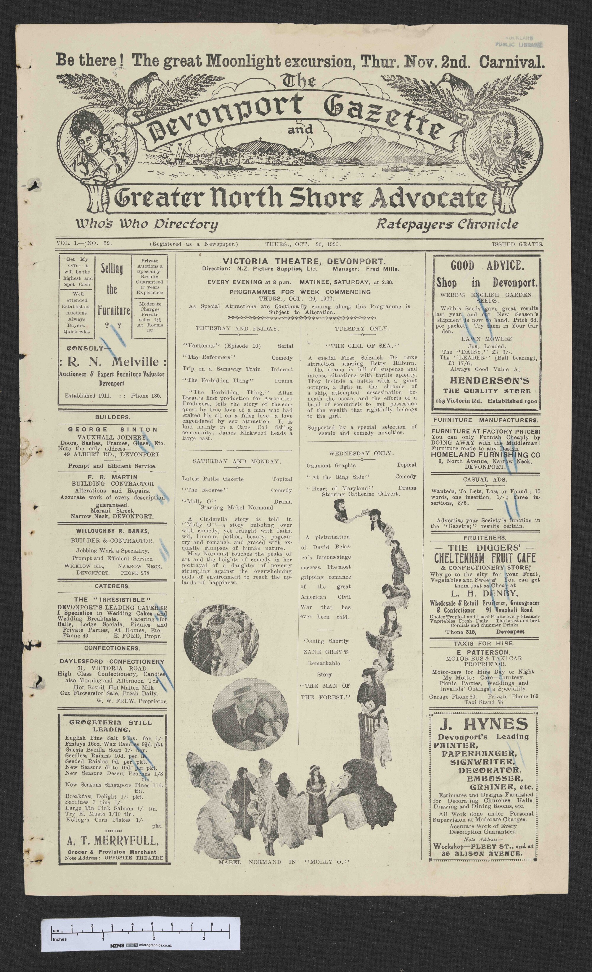 1922-10-26 Devonport Gazette &amp; Greater North Shore Advocate