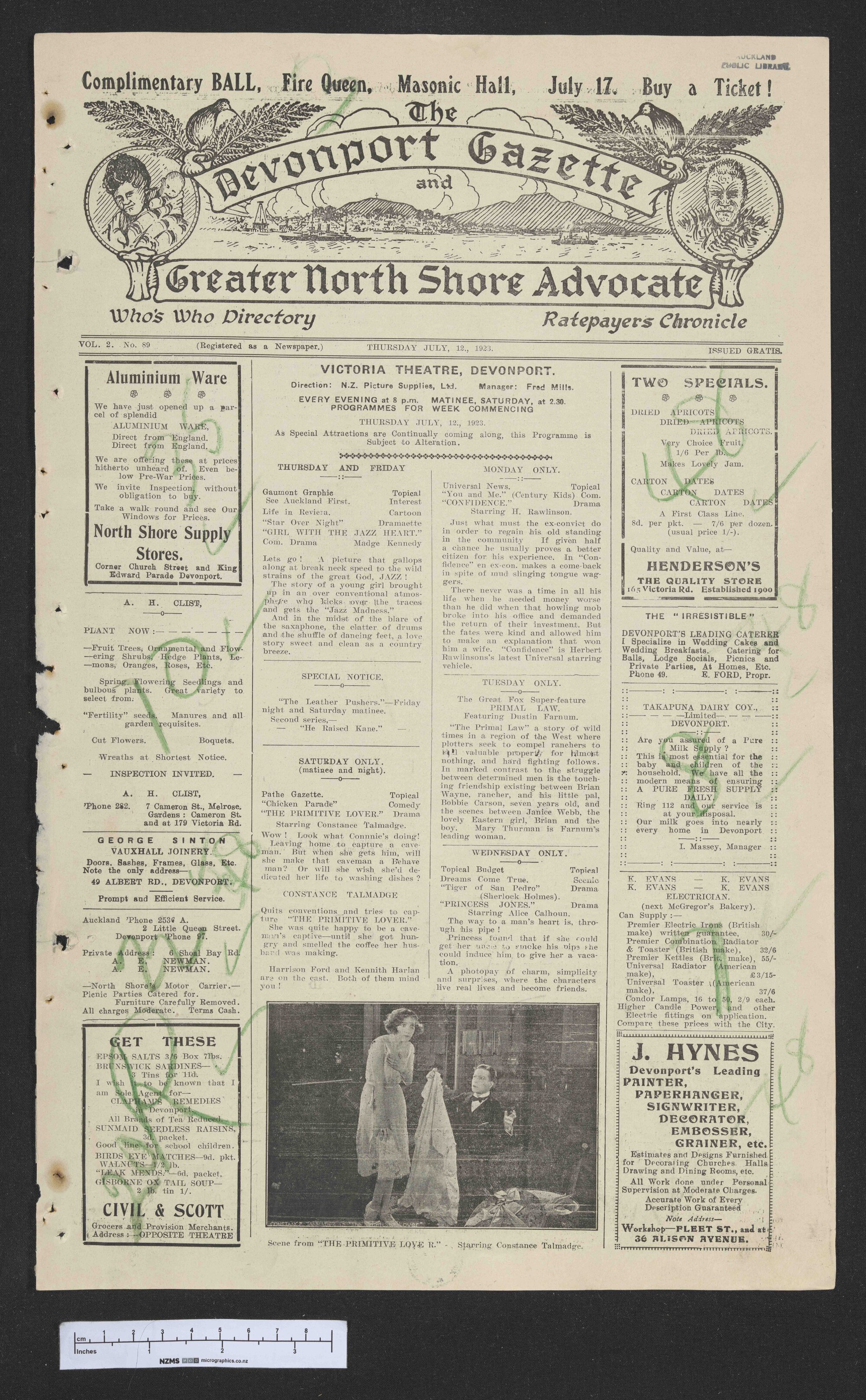 1923-07-12 Devonport Gazette &amp; Greater North Shore Advocate