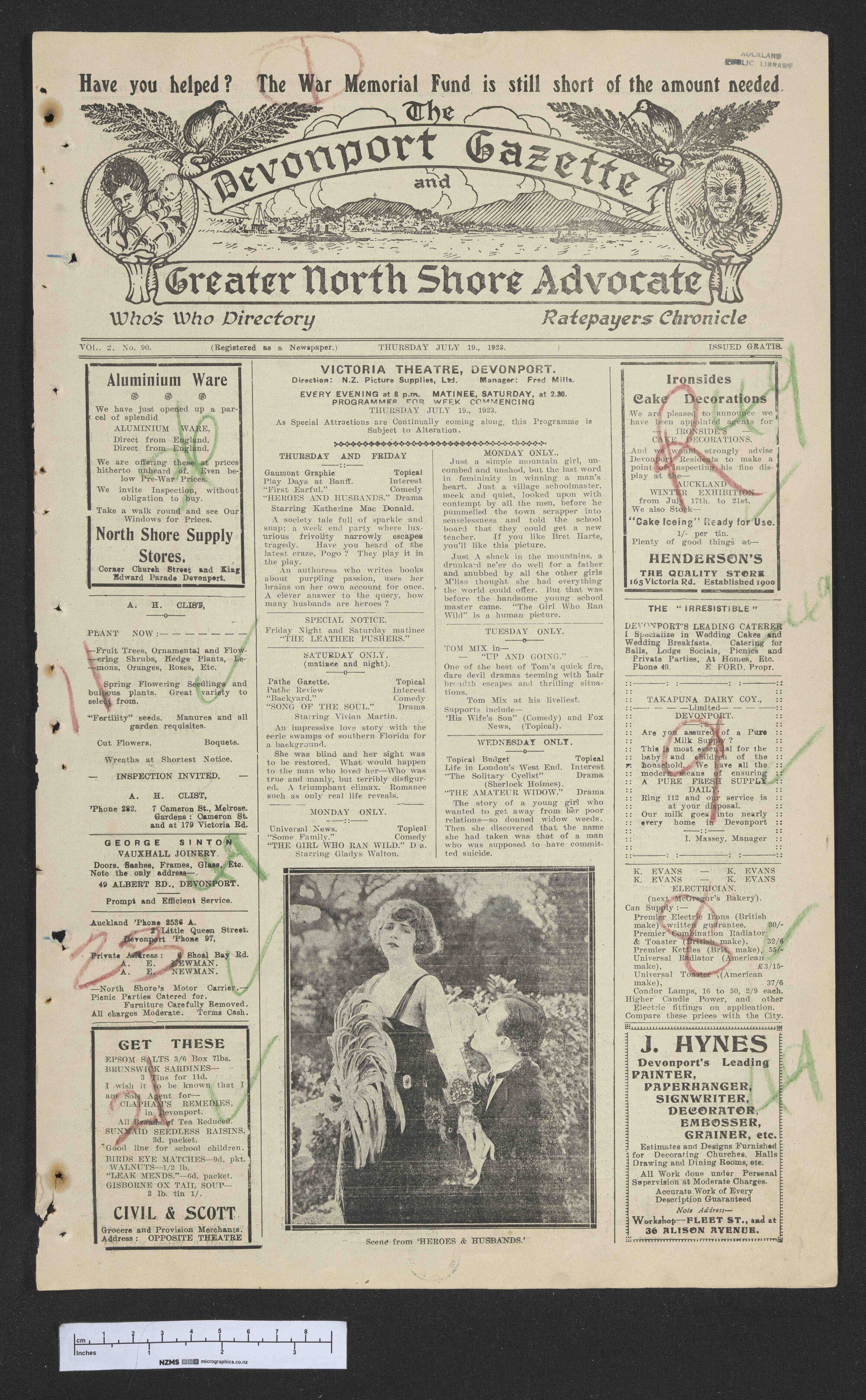 1923-07-19 Devonport Gazette &amp; Greater North Shore Advocate