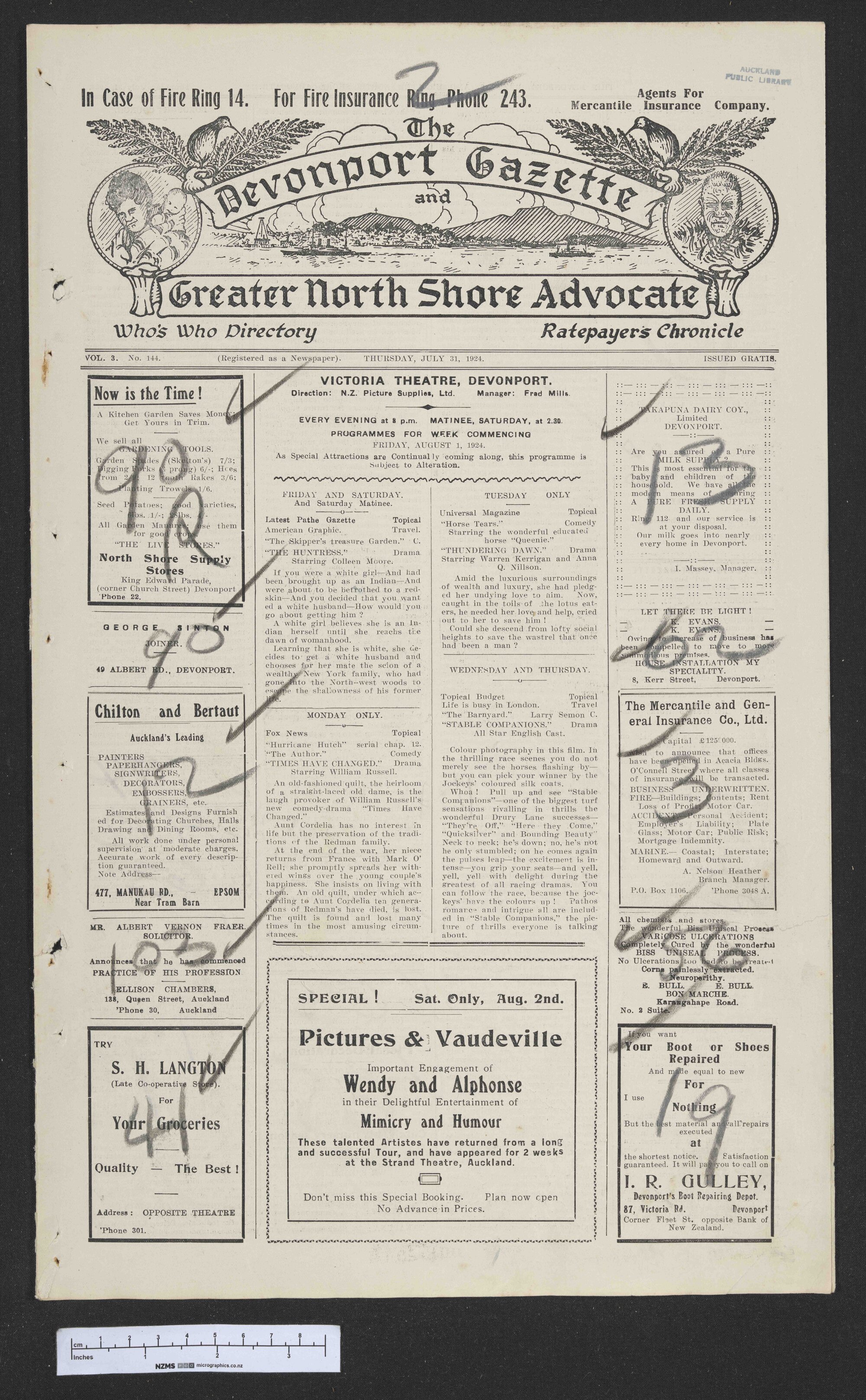 1924-07-31 Devonport Gazette &amp; Greater North Shore Advocate