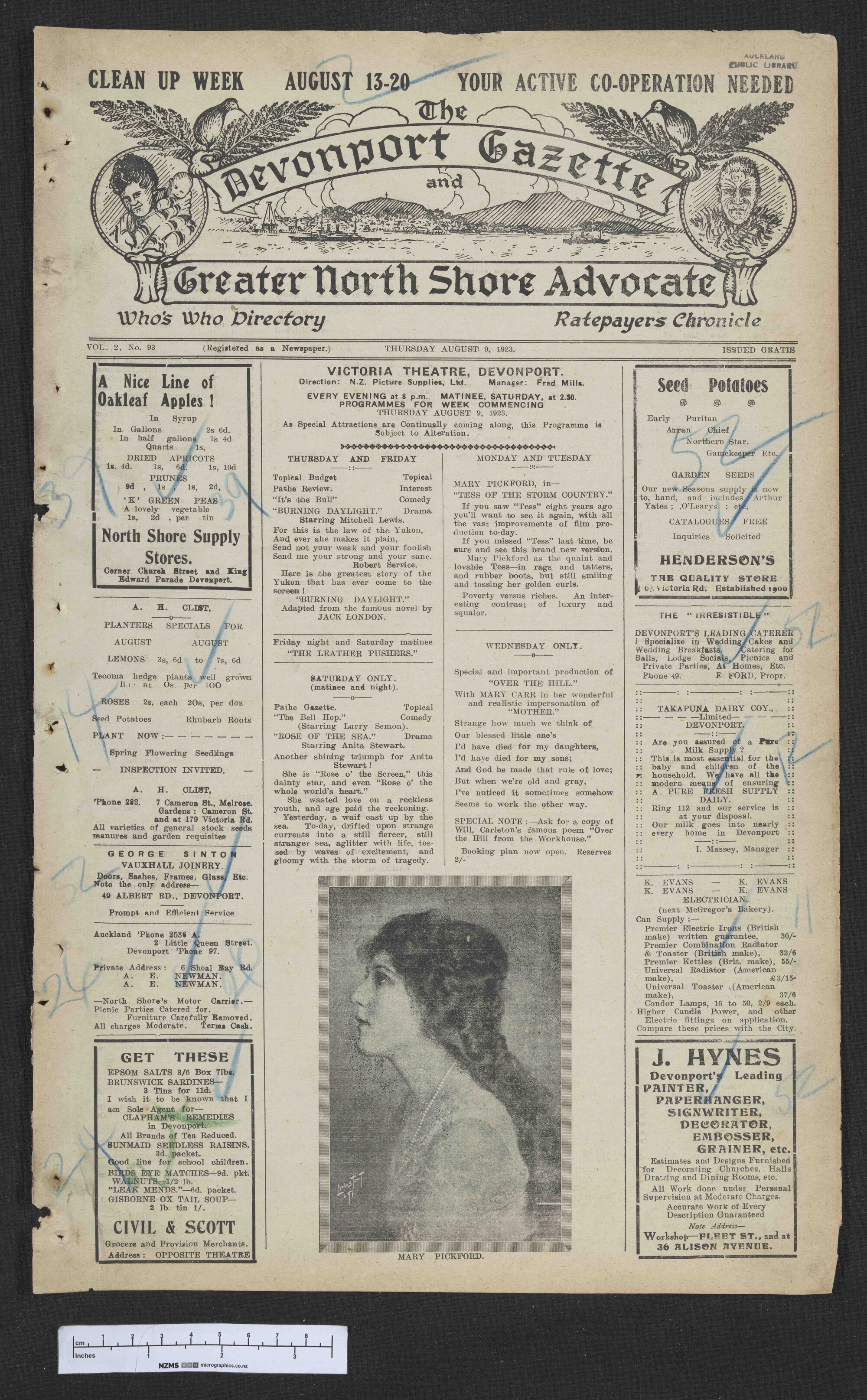 1923-08-09 Devonport Gazette &amp; Greater North Shore Advocate