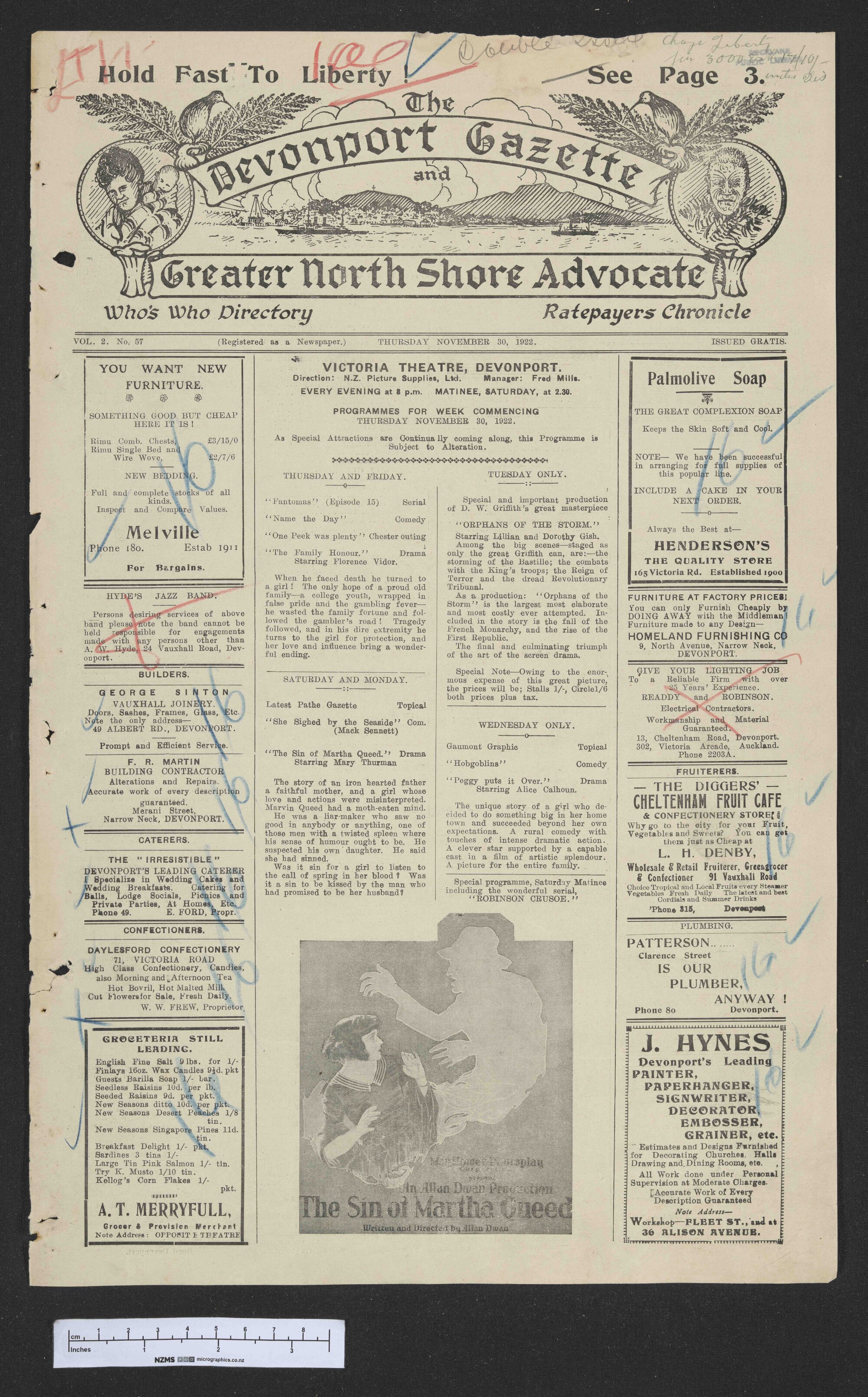 1922-11-30 Devonport Gazette &amp; Greater North Shore Advocate