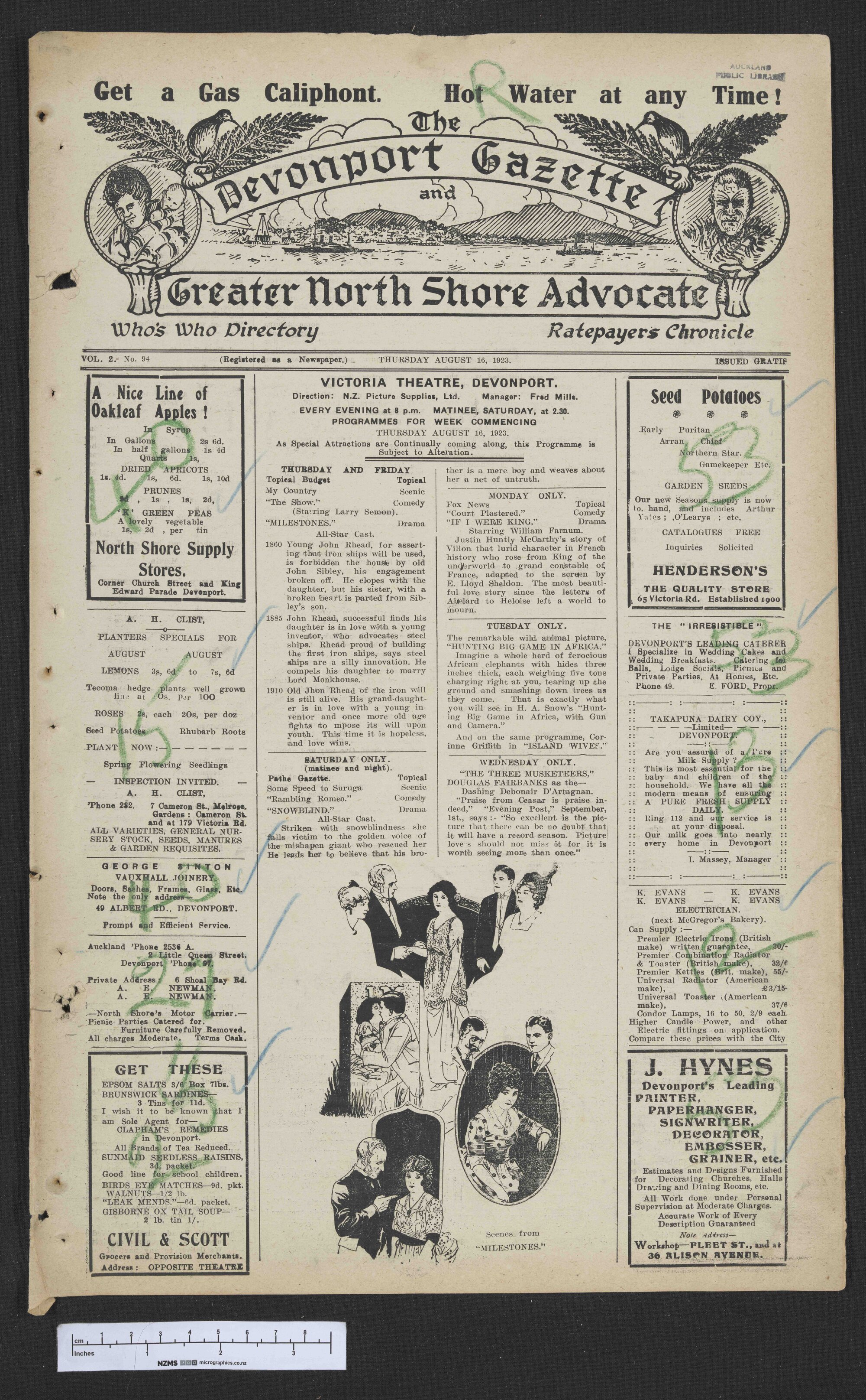 1923-08-16 Devonport Gazette &amp; Greater North Shore Advocate