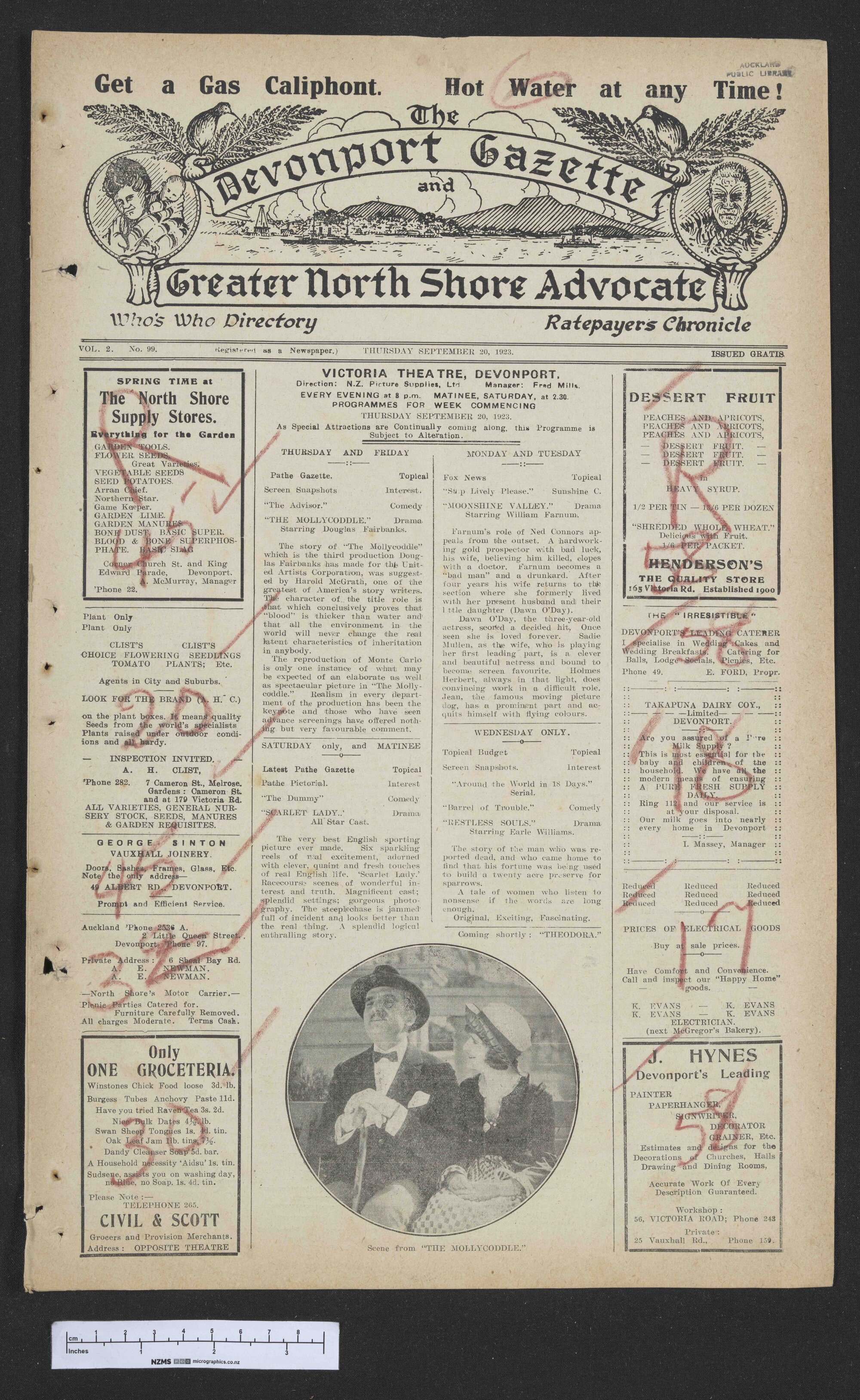 1923-09-20 Devonport Gazette &amp; Greater North Shore Advocate