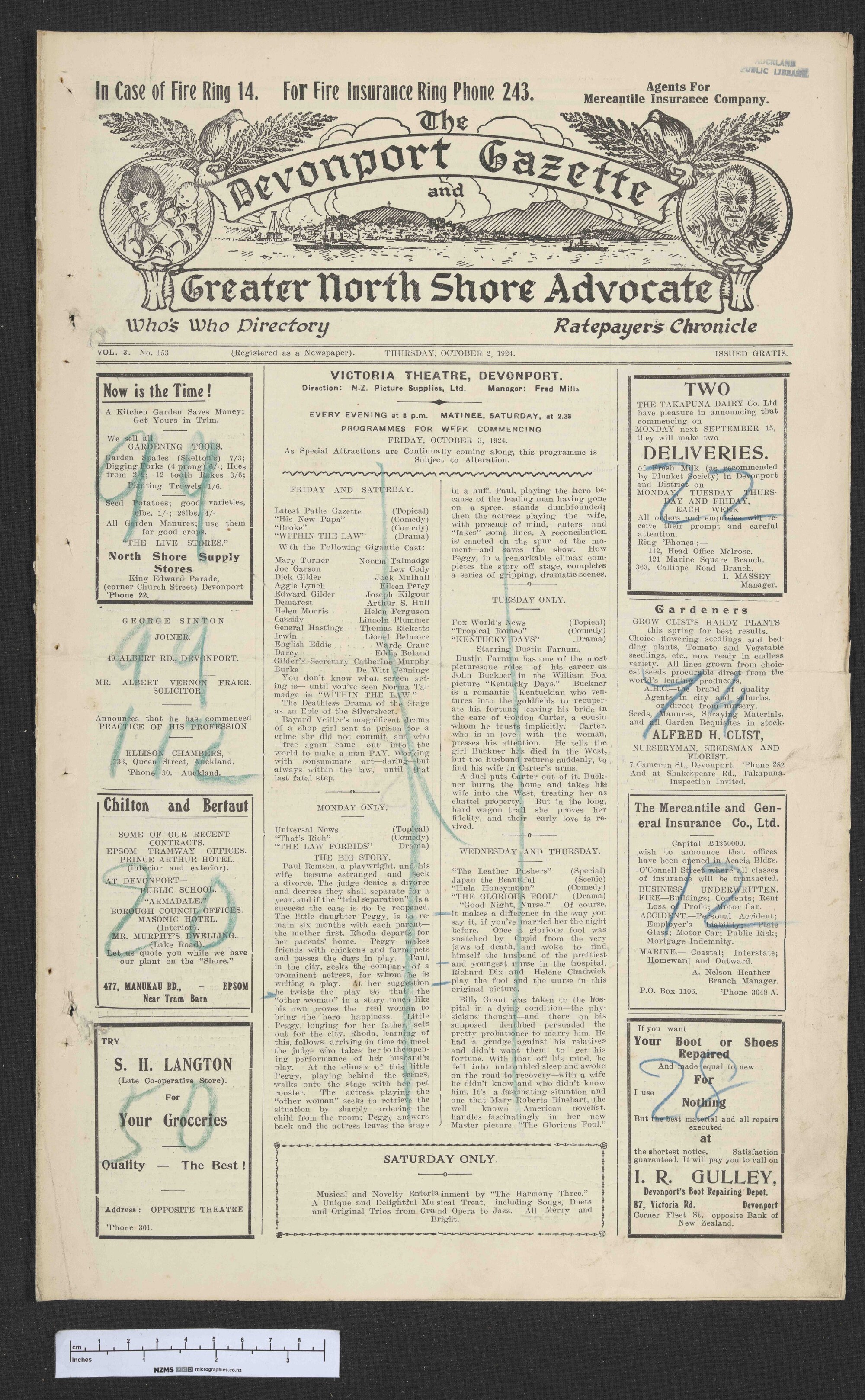 1924-10-02 Devonport Gazette &amp; Greater North Shore Advocate