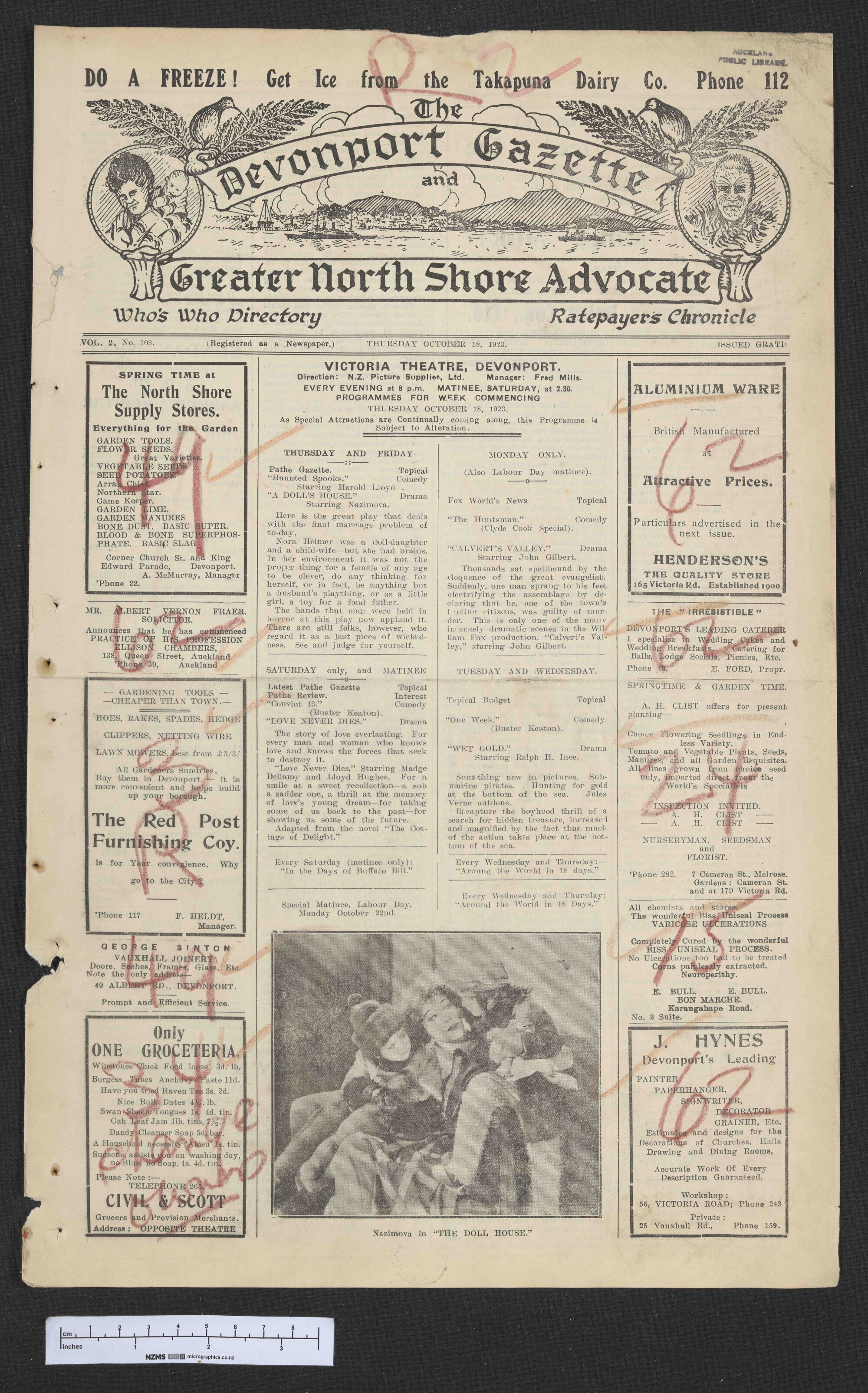 1923-10-18 Devonport Gazette &amp; Greater North Shore Advocate