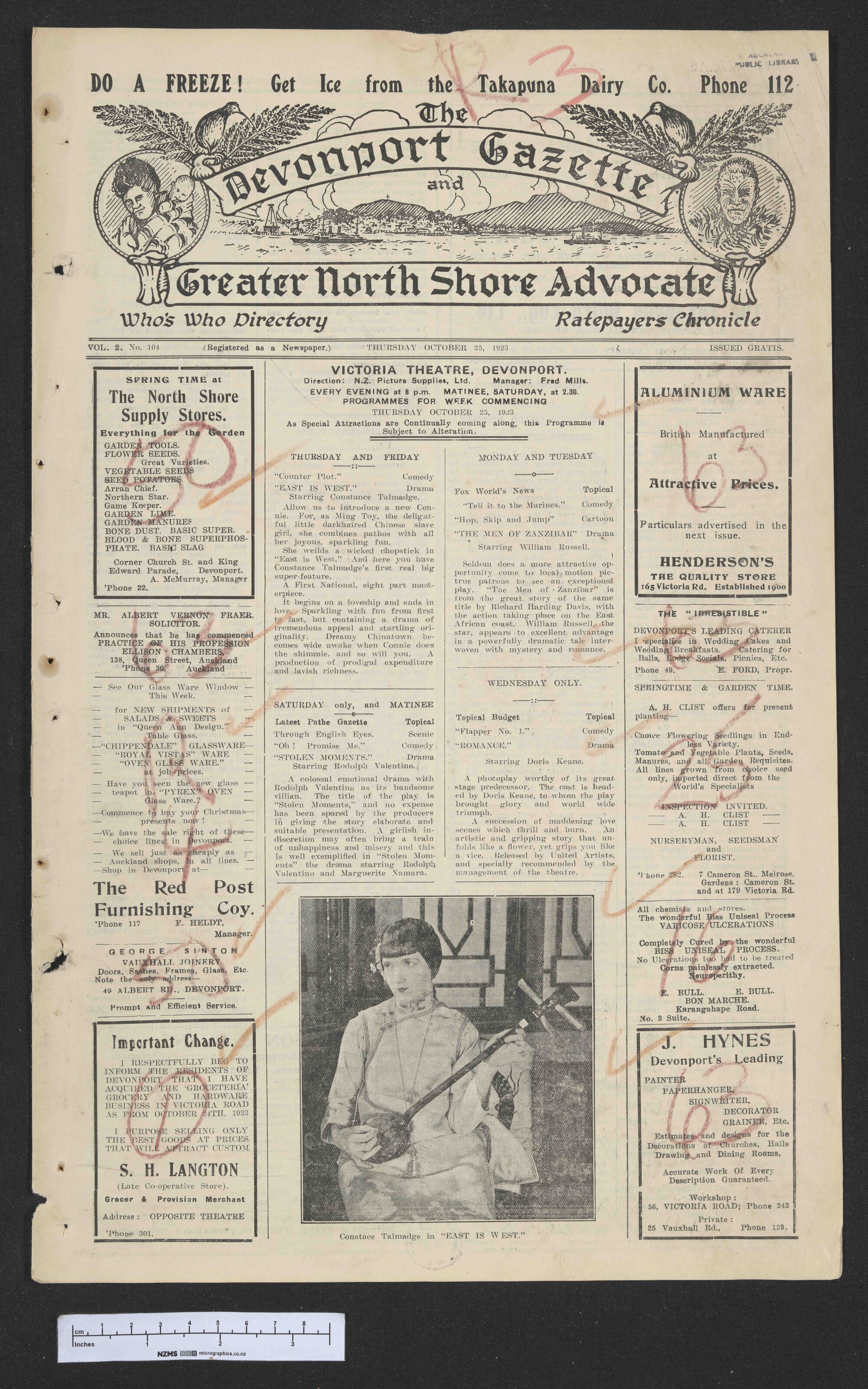 1923-10-25 Devonport Gazette &amp; Greater North Shore Advocate