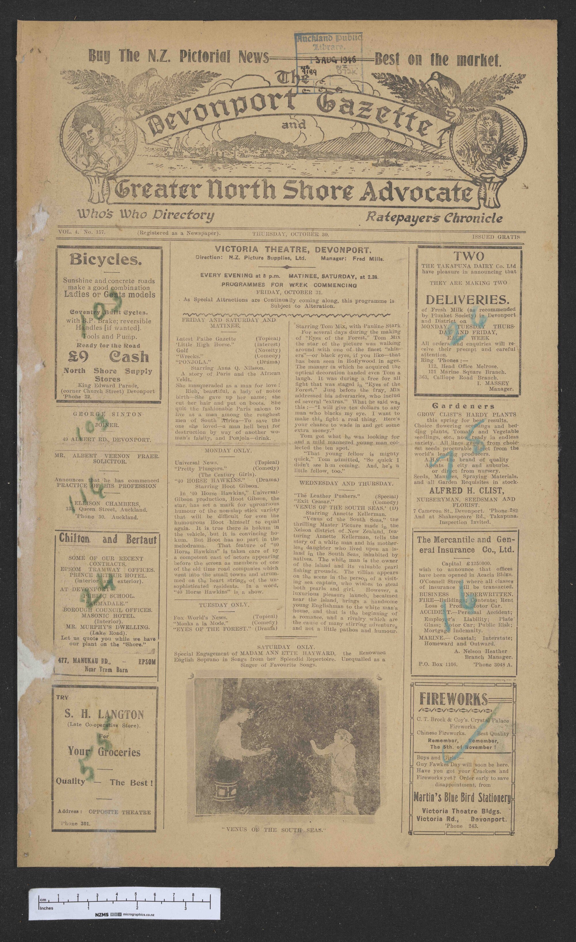 1924-10-30 Devonport Gazette &amp; Greater North Shore Advocate