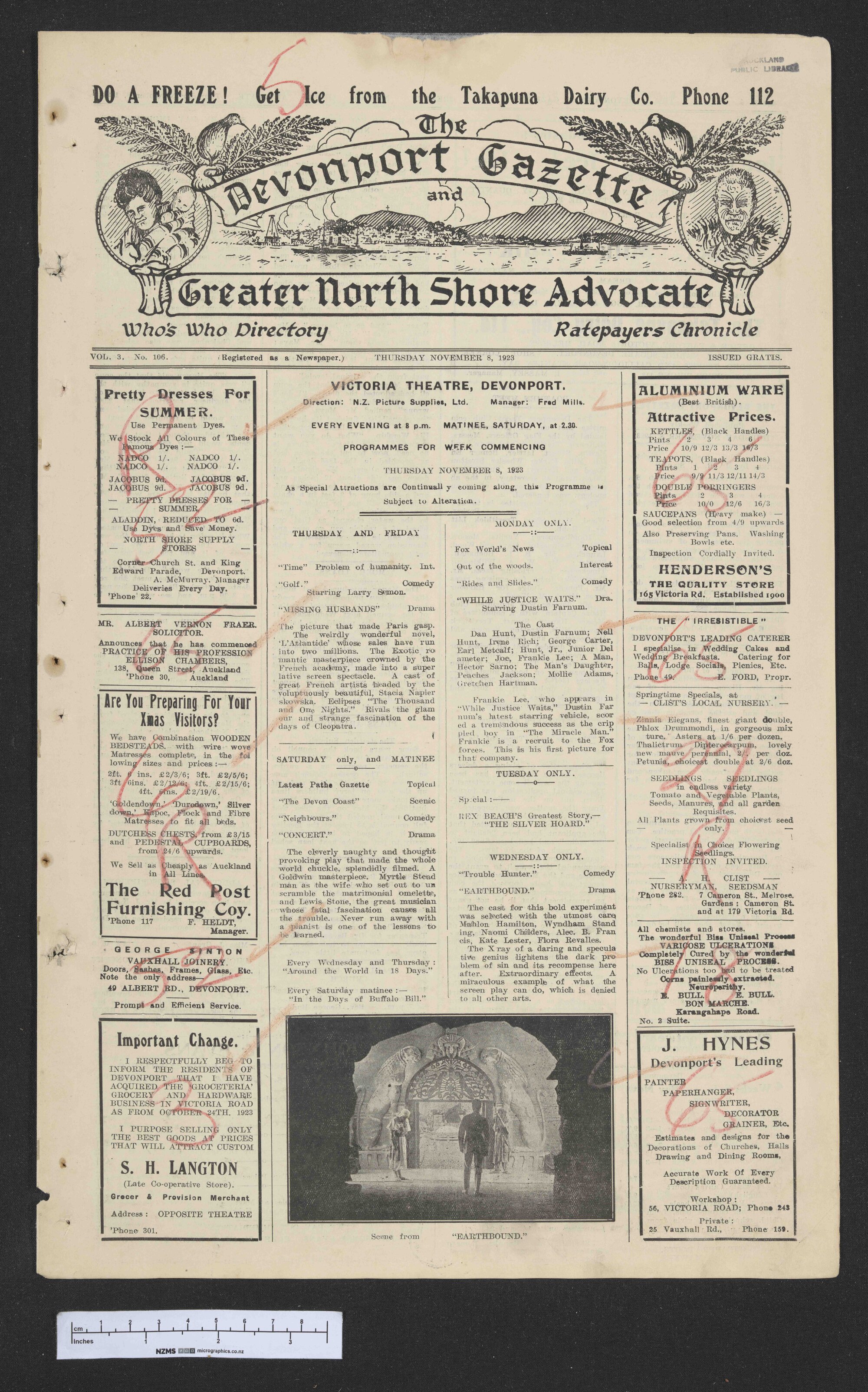 1923-11-08 Devonport Gazette &amp; Greater North Shore Advocate