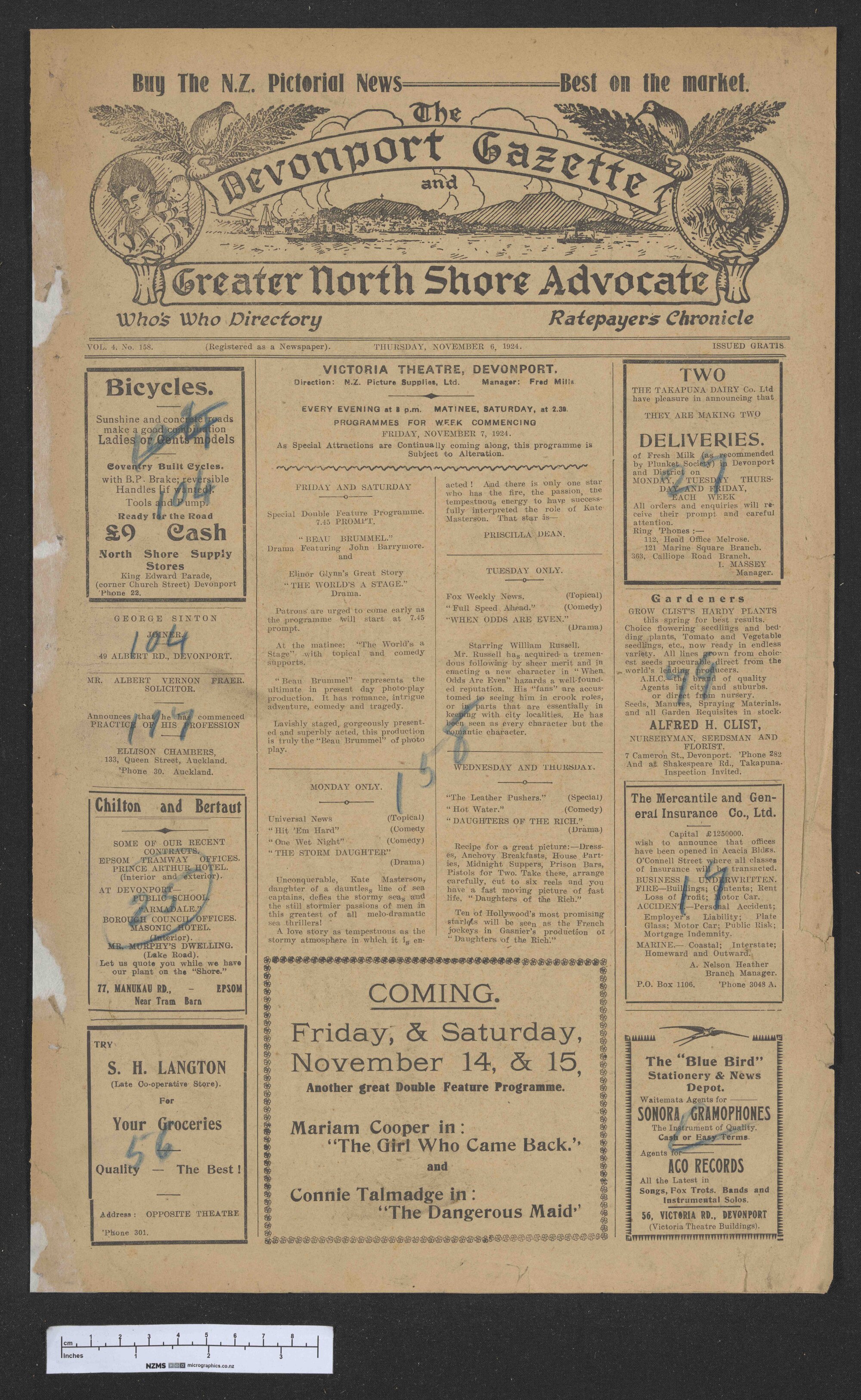 1924-11-06 Devonport Gazette &amp; Greater North Shore Advocate