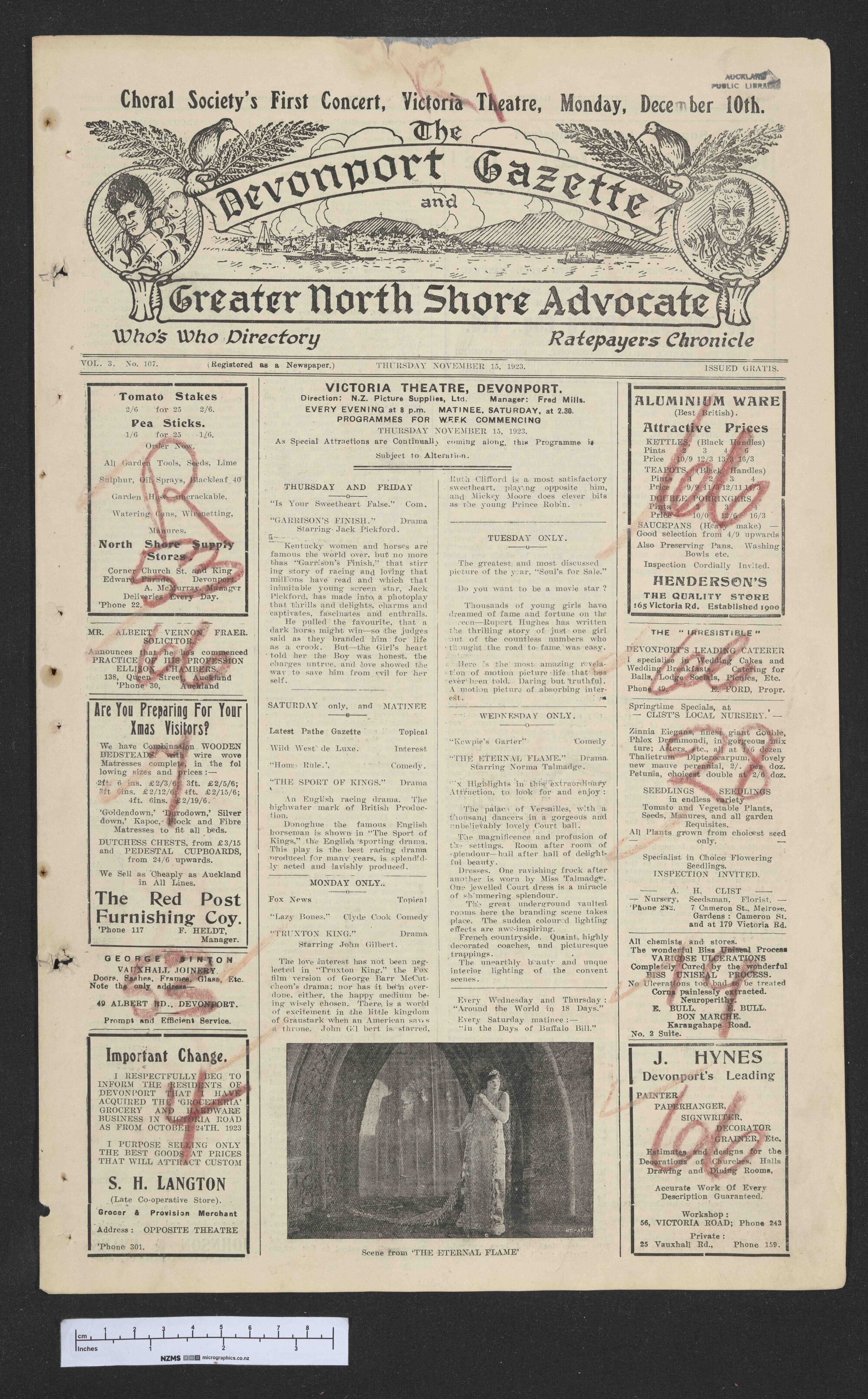 1923-11-15 Devonport Gazette &amp; Greater North Shore Advocate