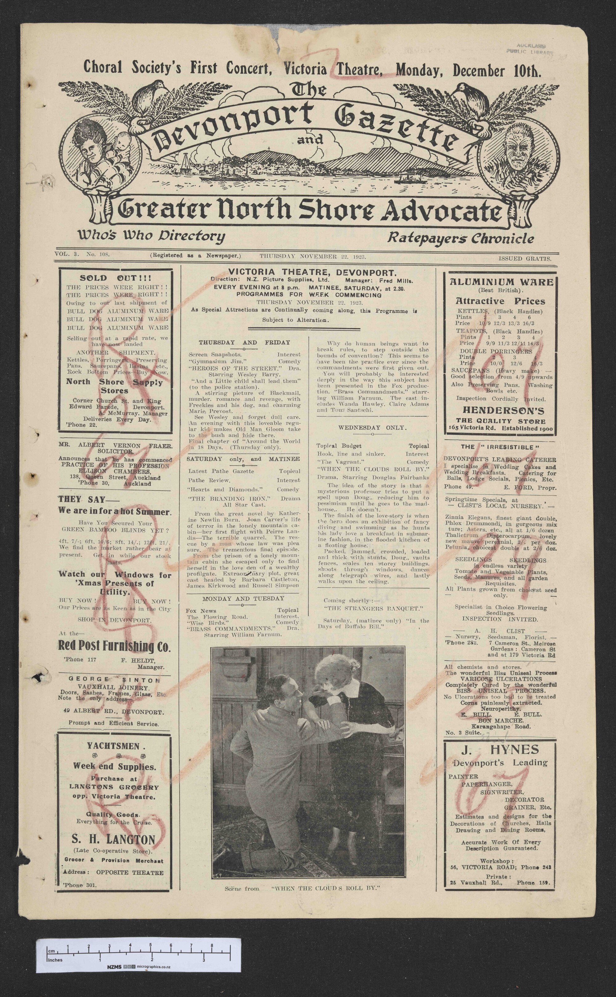 1923-11-22 Devonport Gazette &amp; Greater North Shore Advocate