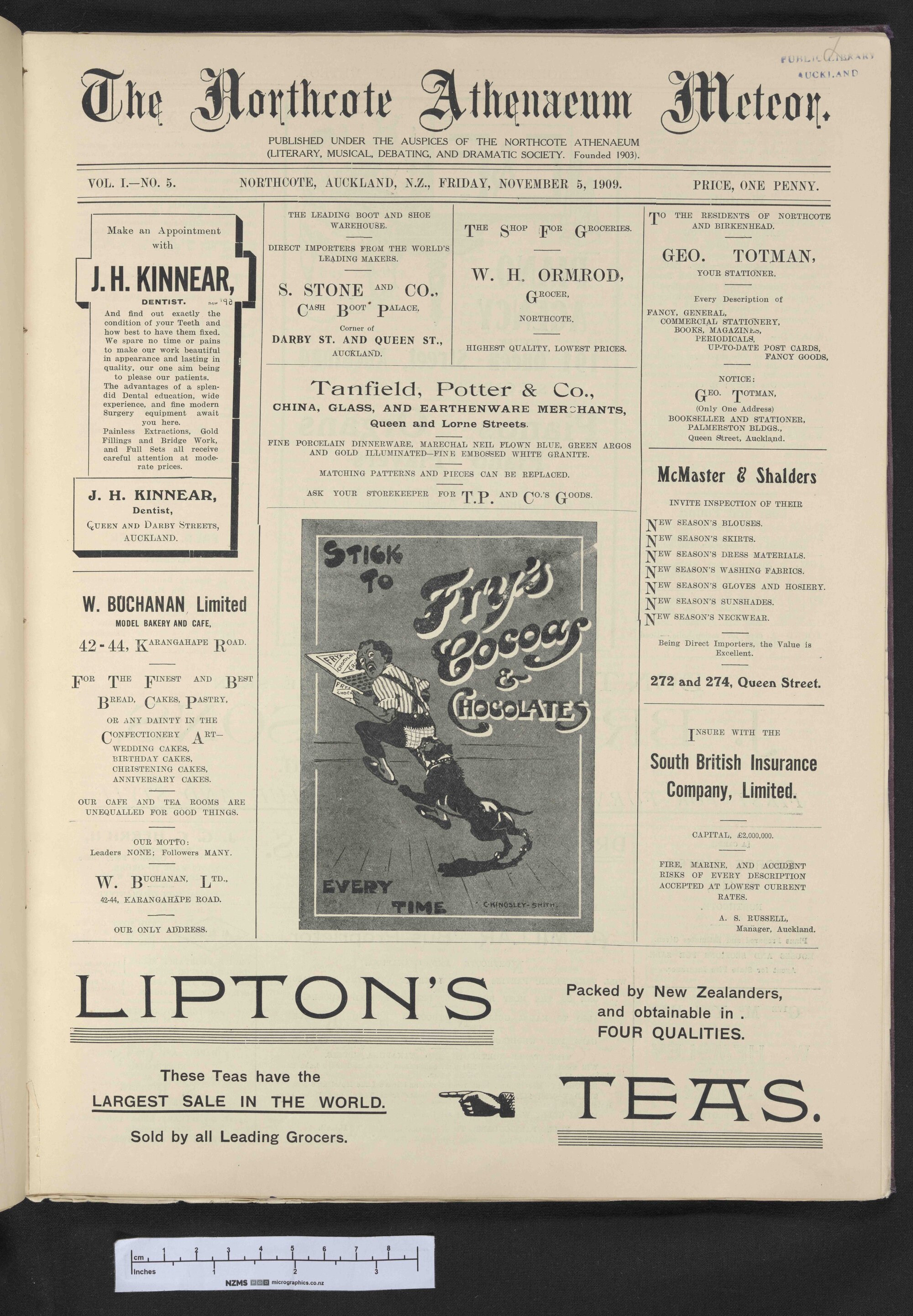 1909-11-05 Northcote Athenaeum Meteor